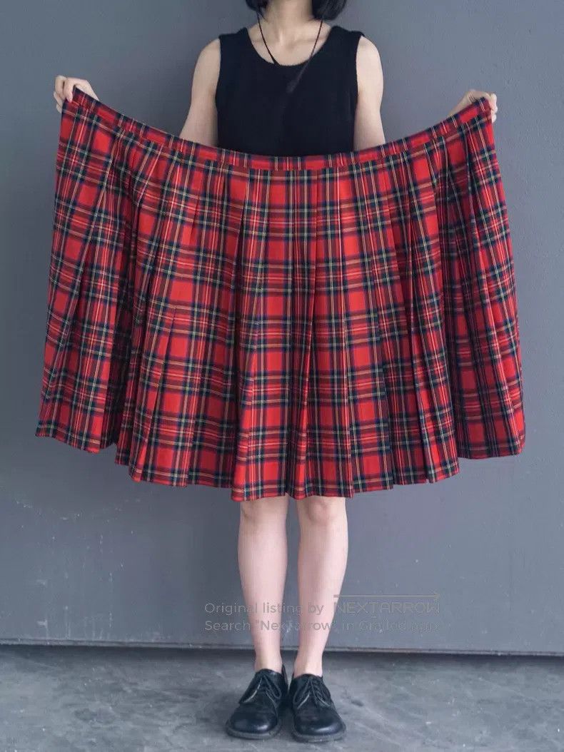 Junya Watanabe Junya Watanabe size F Red plaid wrap-around skirt Size 23" - 7 Thumbnail