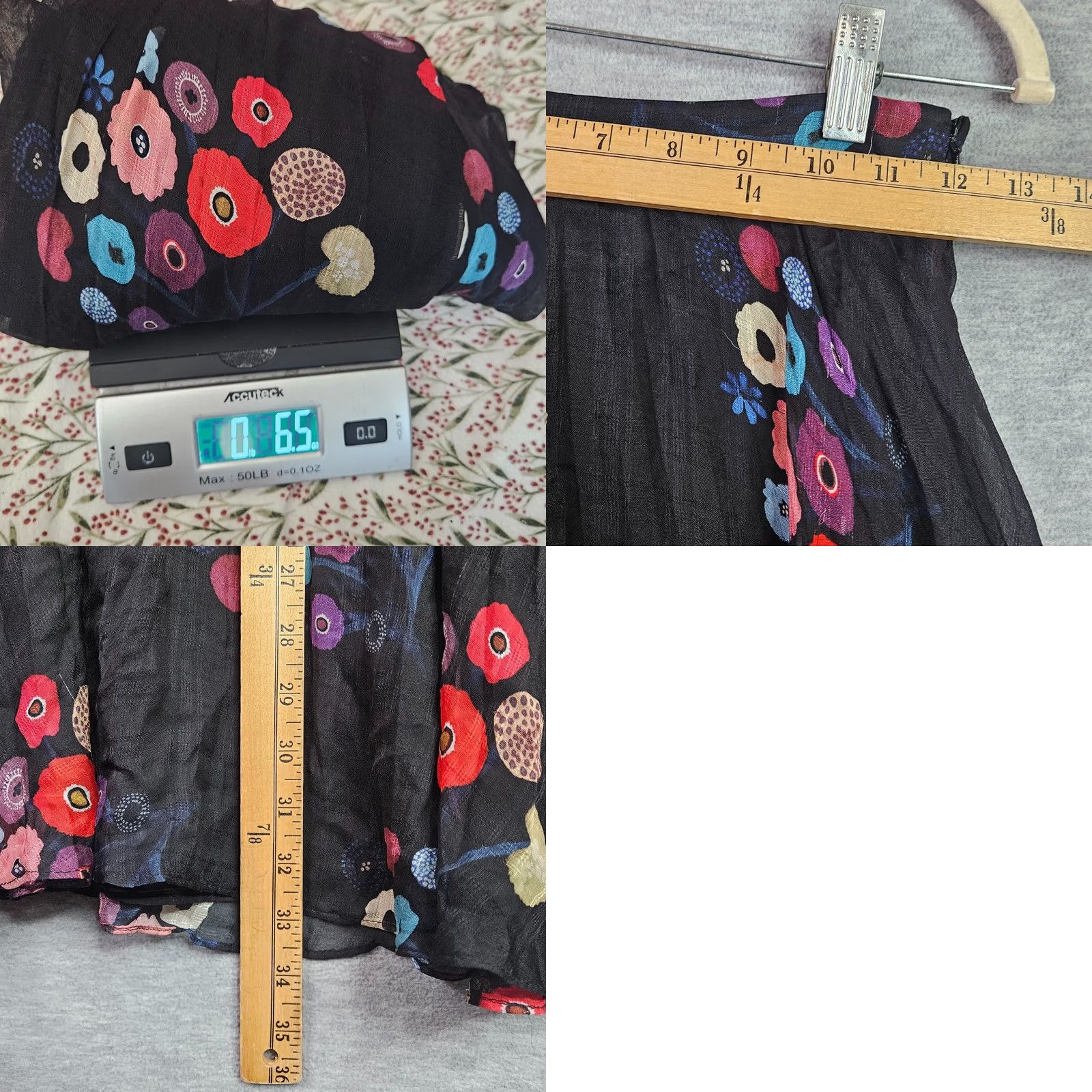 Tanya Taylor TANYA TAYLOR Black Floral Maxi Skirt Women Flowing Boho Festival Size 0 Size 25" / US 0 / IT 36 - 8 Thumbnail