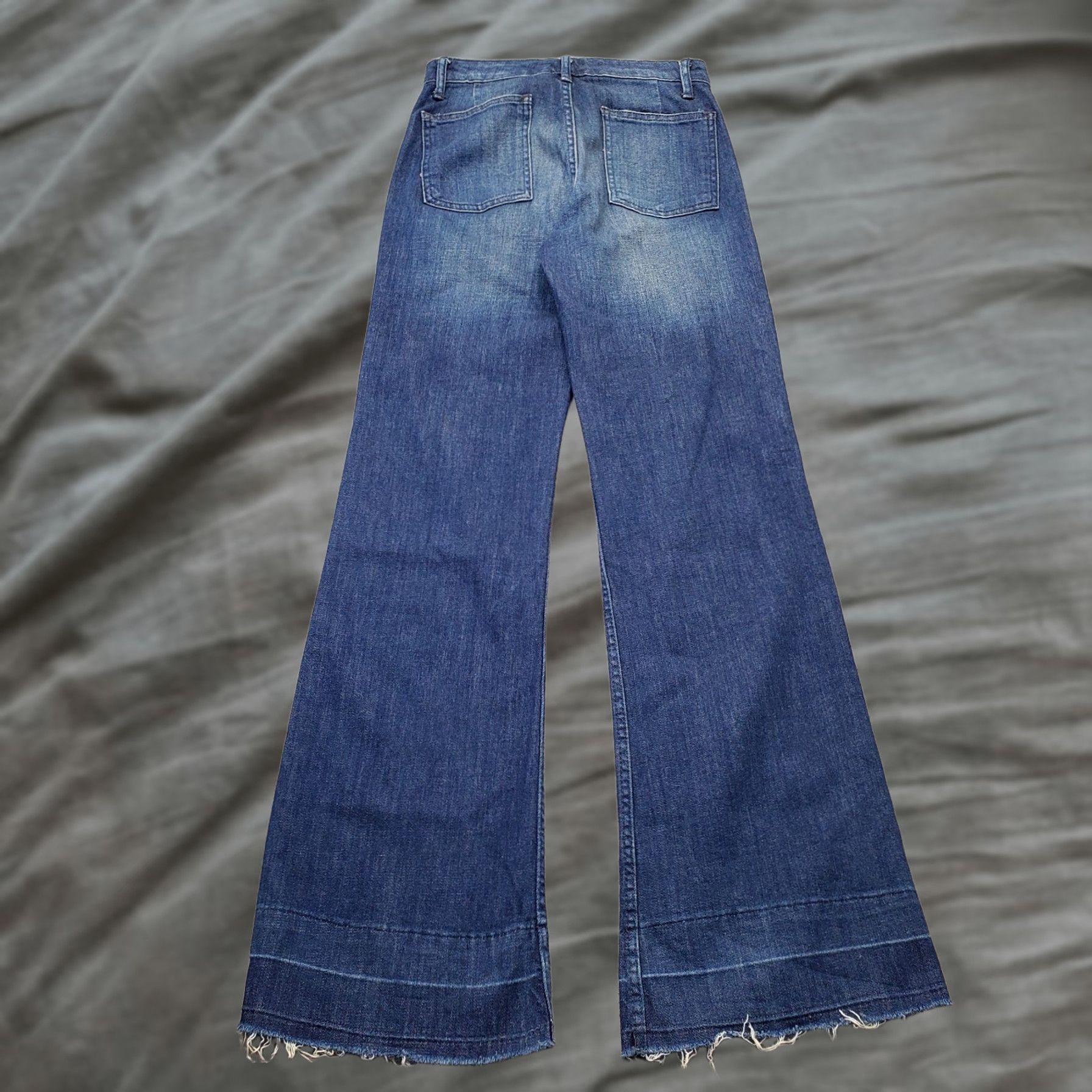 Vintage Denim & Supply Ralph Lauren Jeans Womens 25 Blue 5-Pocket Flare Denim 32.5 Inseam Regular Fit Stonewashed Frayed Hem Front Pockets Vintage No Size 42" / US 20 - 1 Thumbnail