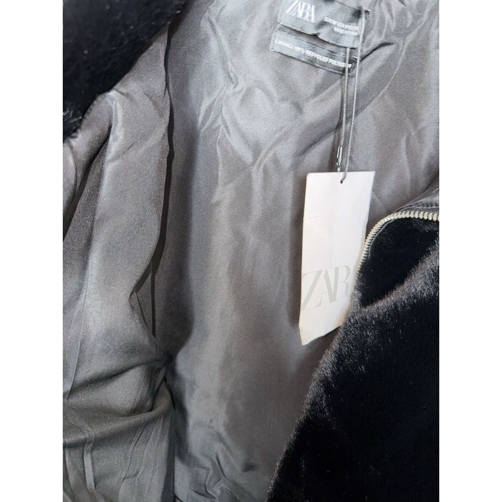 Zara Zara Faux Fur Bomber Jacket Black Coat Women’s Medium Parka Size M / US 6-8 / IT 42-44 - 10 Thumbnail