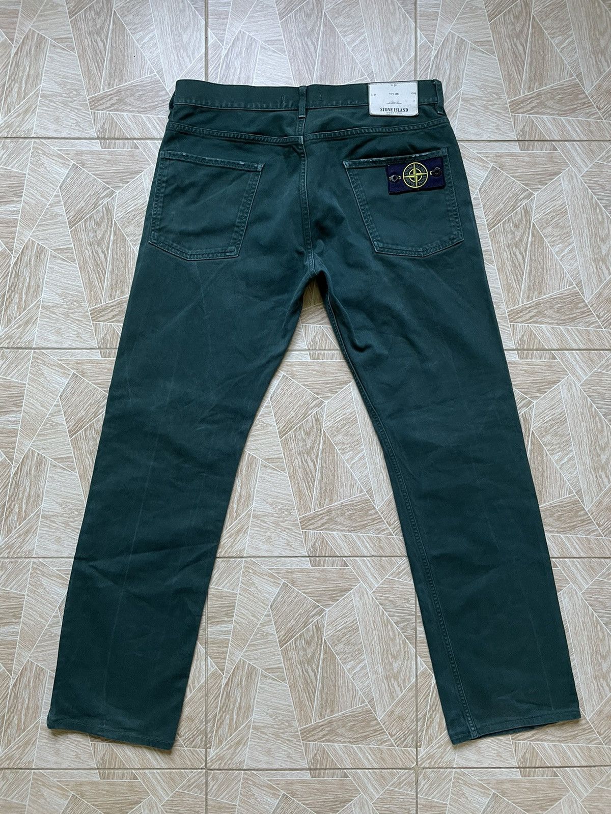 Image of Y2K Vintage Retro Stone Island Ss2010 Distressed Denim Pants in Green, Men's (Size 33)