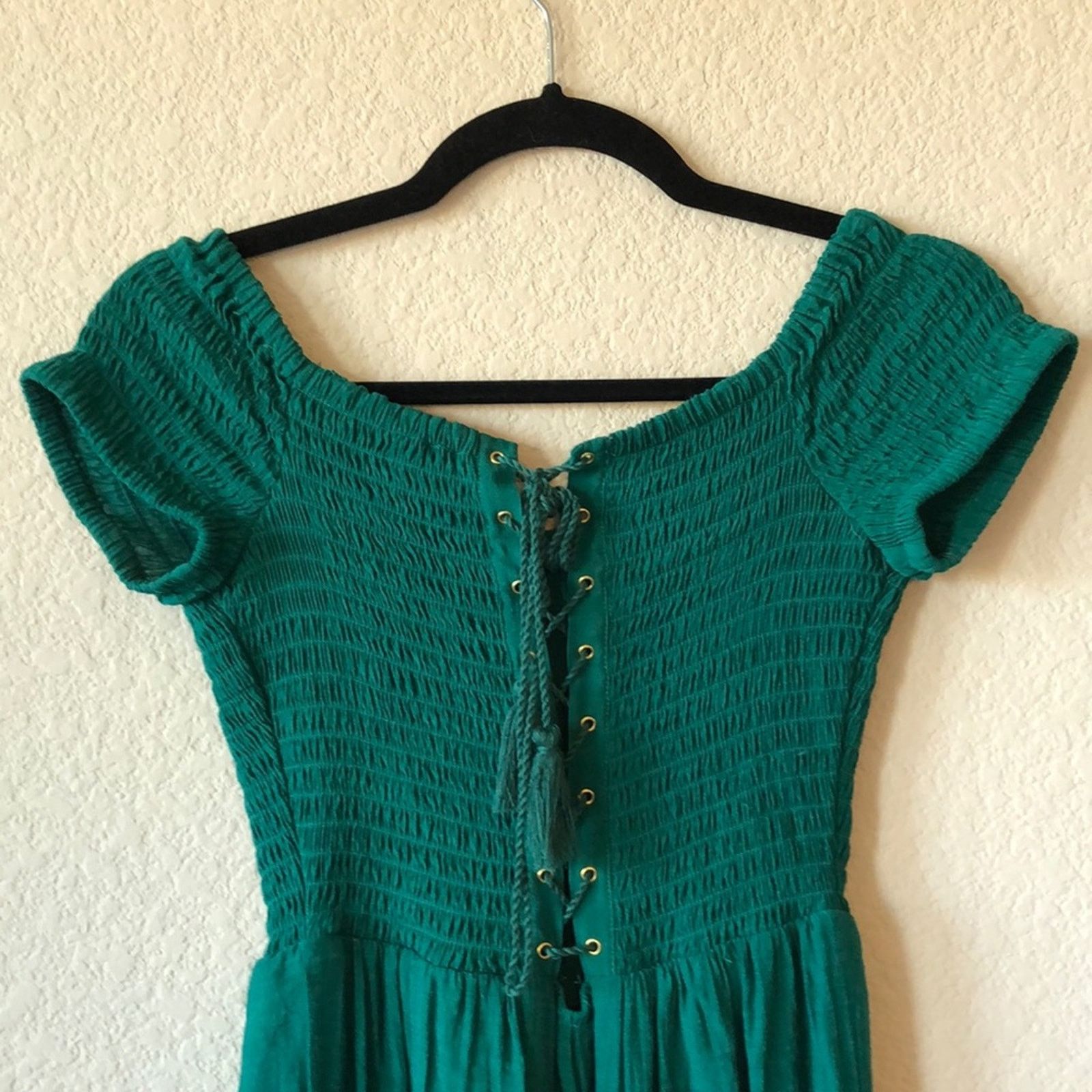 Guess Guess Berry Lilly jumpsuit off shoulder wide leg green sz S Size 27" / US 4 / IT 40 - 6 Thumbnail