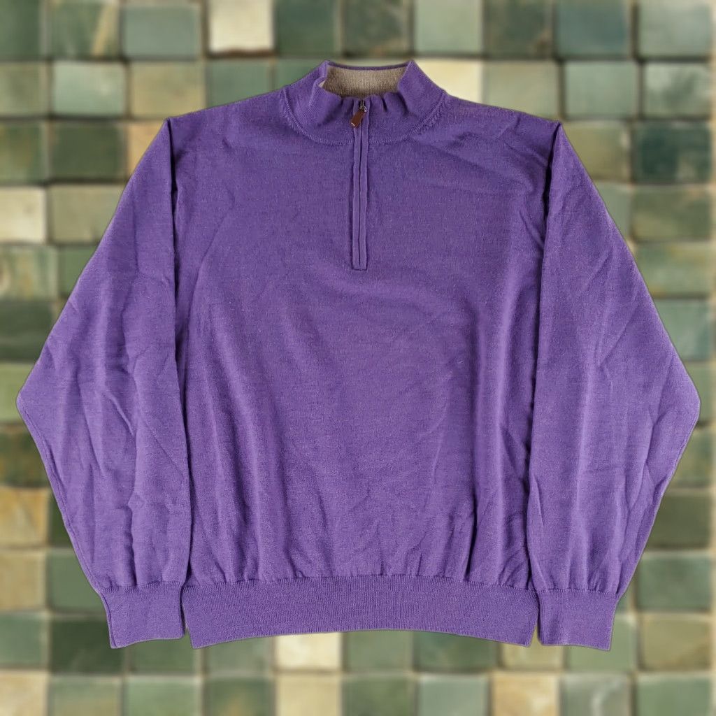 Peter Millar Peter Millar 1/4 Zip Pullover 100% Merino Wool Purple Mens XL Sweater Size US XL / EU 56 / 4 - 1 Thumbnail