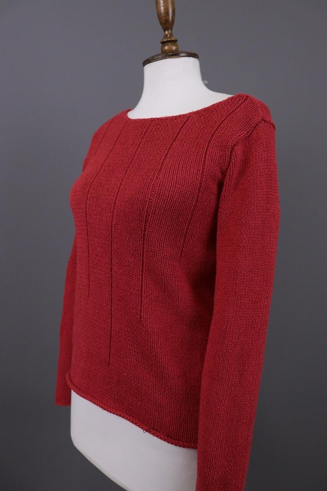 Designer Gudrun Sjöden Red Striped Silk Cropped Knit Sweater Size M Size M / US 6-8 / IT 42-44 - 9 Thumbnail