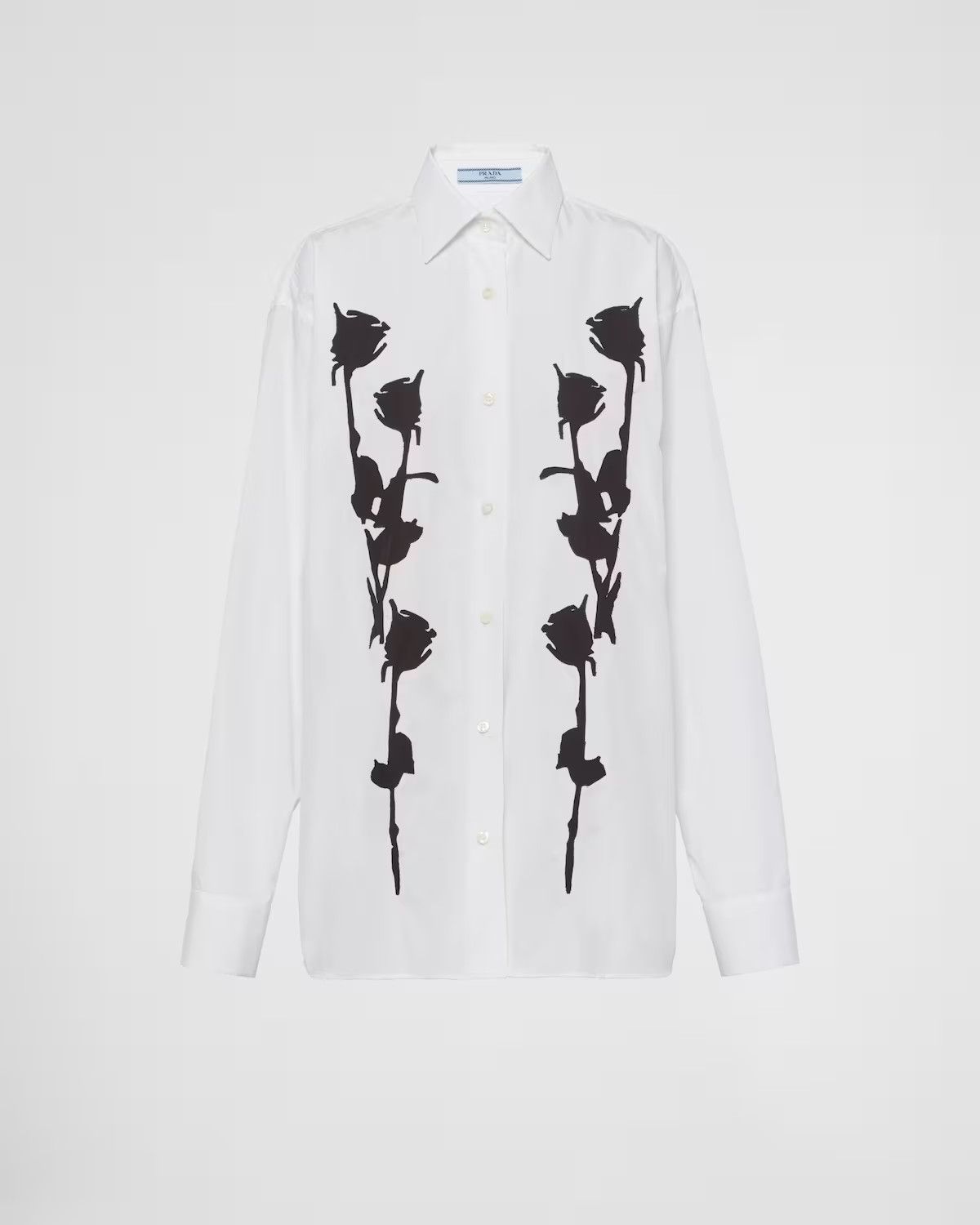 Prada o1mt1gz0225 Embroidered Poplin Shirt in White/Black Size US XL / EU 56 / 4 - 1 Thumbnail