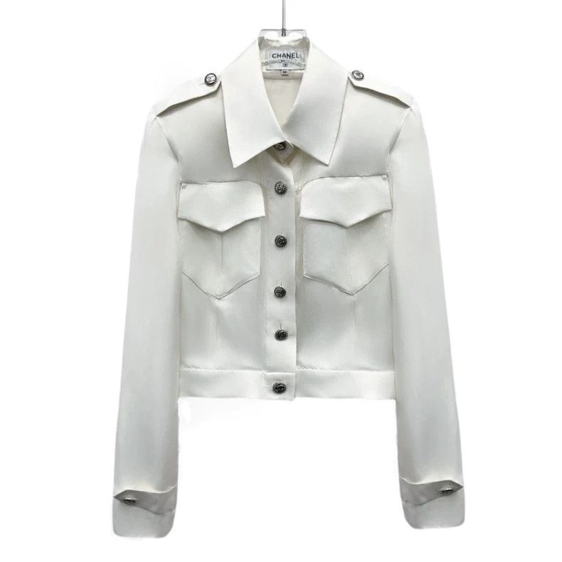 Chanel Chanel White silk lapel single-breasted long-sleeved short Size XXS / US 00 / IT 34 - 1 Thumbnail