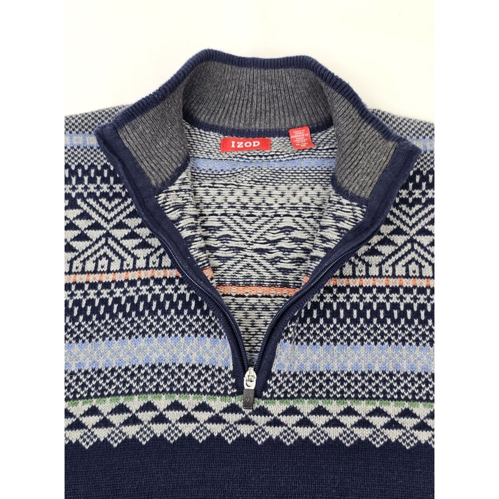 Izod VINTAGE IZOD 1/4 Zip Fair Isle Nordic Jacquard Knit Sweater Men XL Blue Size US XL / EU 56 / 4 - 4 Thumbnail