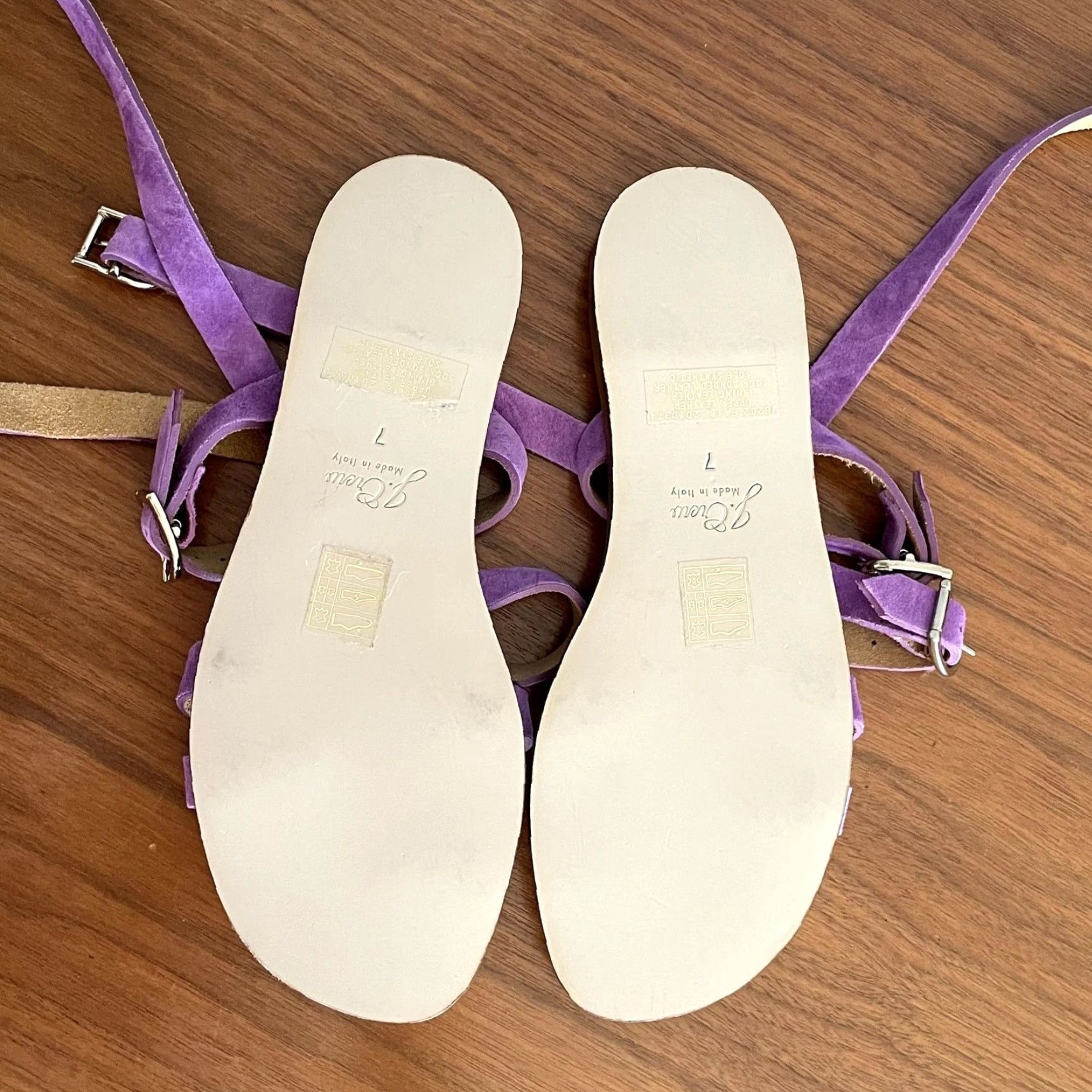 J.Crew J. Crew Strappy Buckle Suede Sandals Neon Amethyst Purple Flat Sandal Women Size 7 Size US 7 / IT 37 - 7 Thumbnail