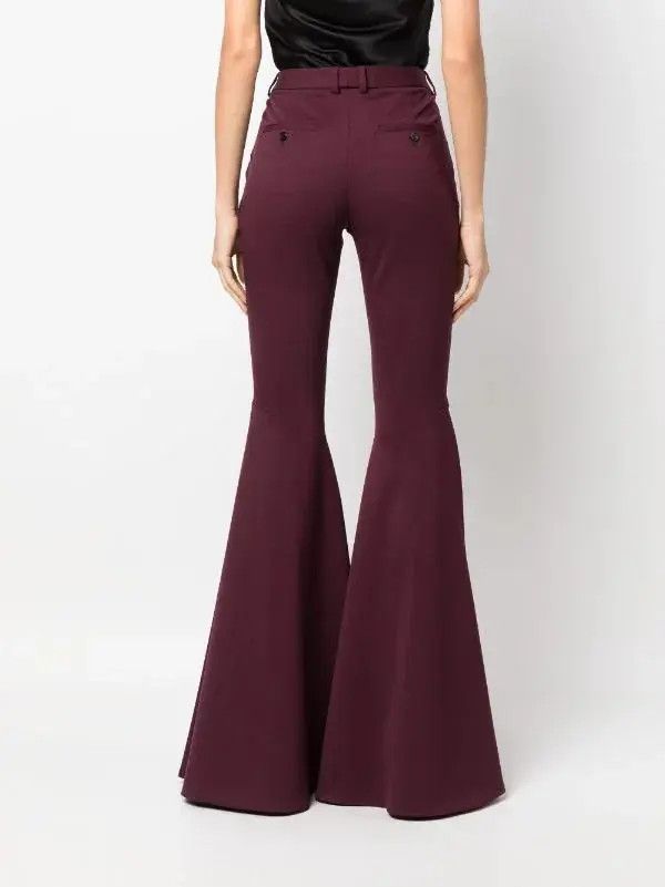 Saint Laurent Paris o1s1wg111024 Flared Pants in Gabardine in Marroon Size 27" / US 4 / IT 40 - 4 Thumbnail