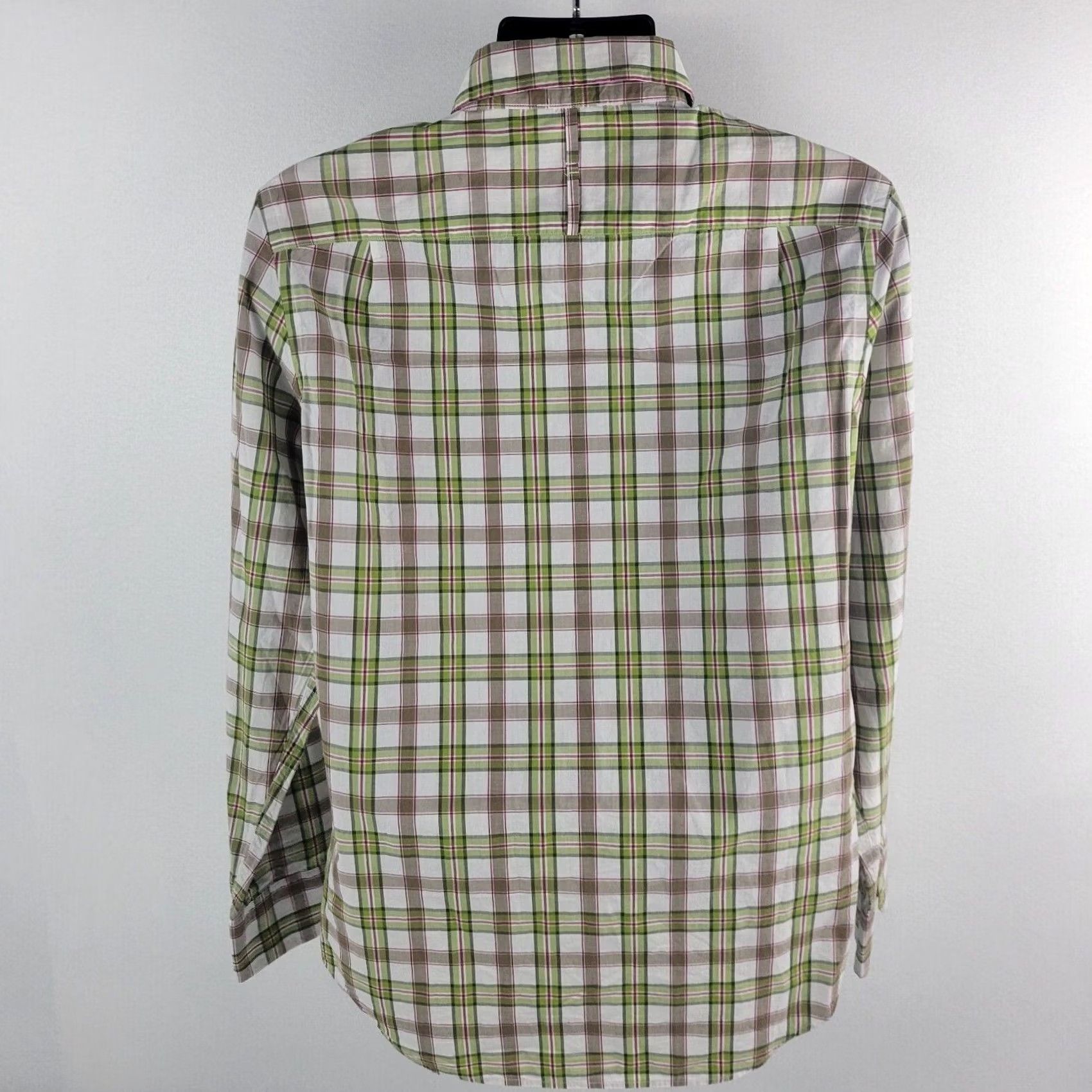 Banana Republic Banana Republic Dress Shirt Green Plaid Long Sleeve 14 14.5 Mens Regular Button-Front Shirt Size 40R - 4 Thumbnail