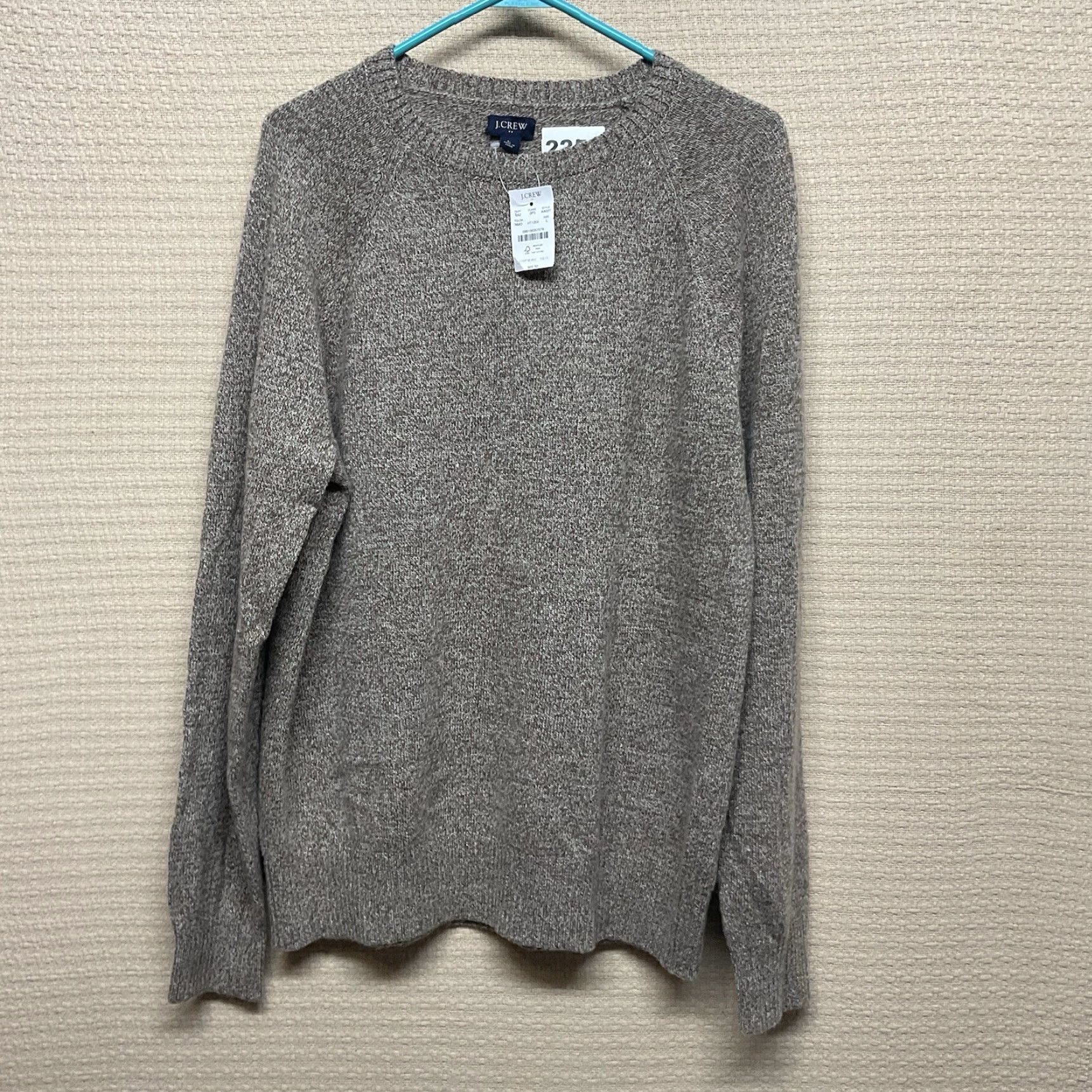 J.CREW Sweater Mens Large Oatmeal Gray Lambswool Blend Crewneck Pullover NWT Knit Jumper Crew Neck