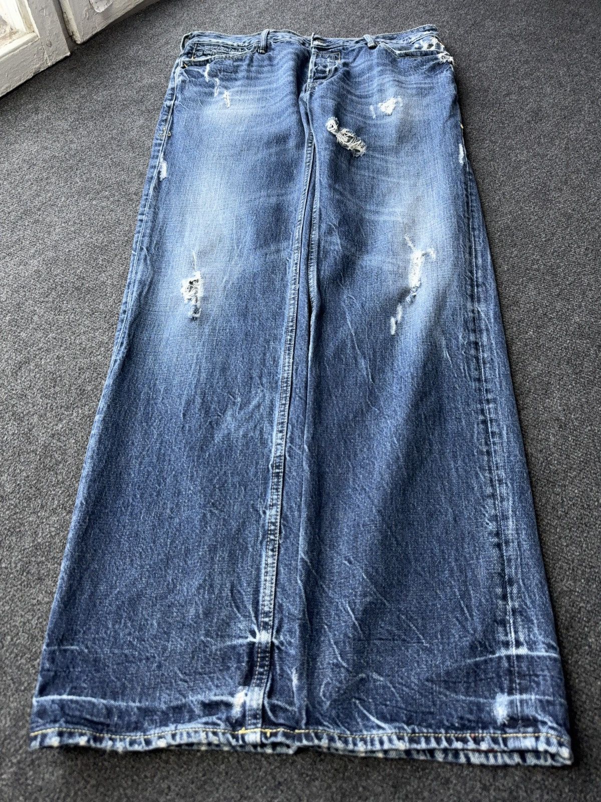 Japan Rags 🔥 Japan Rags Vintage 00s Y2K Distressed Blue Denim Jeans Size US 33 - 3 Thumbnail