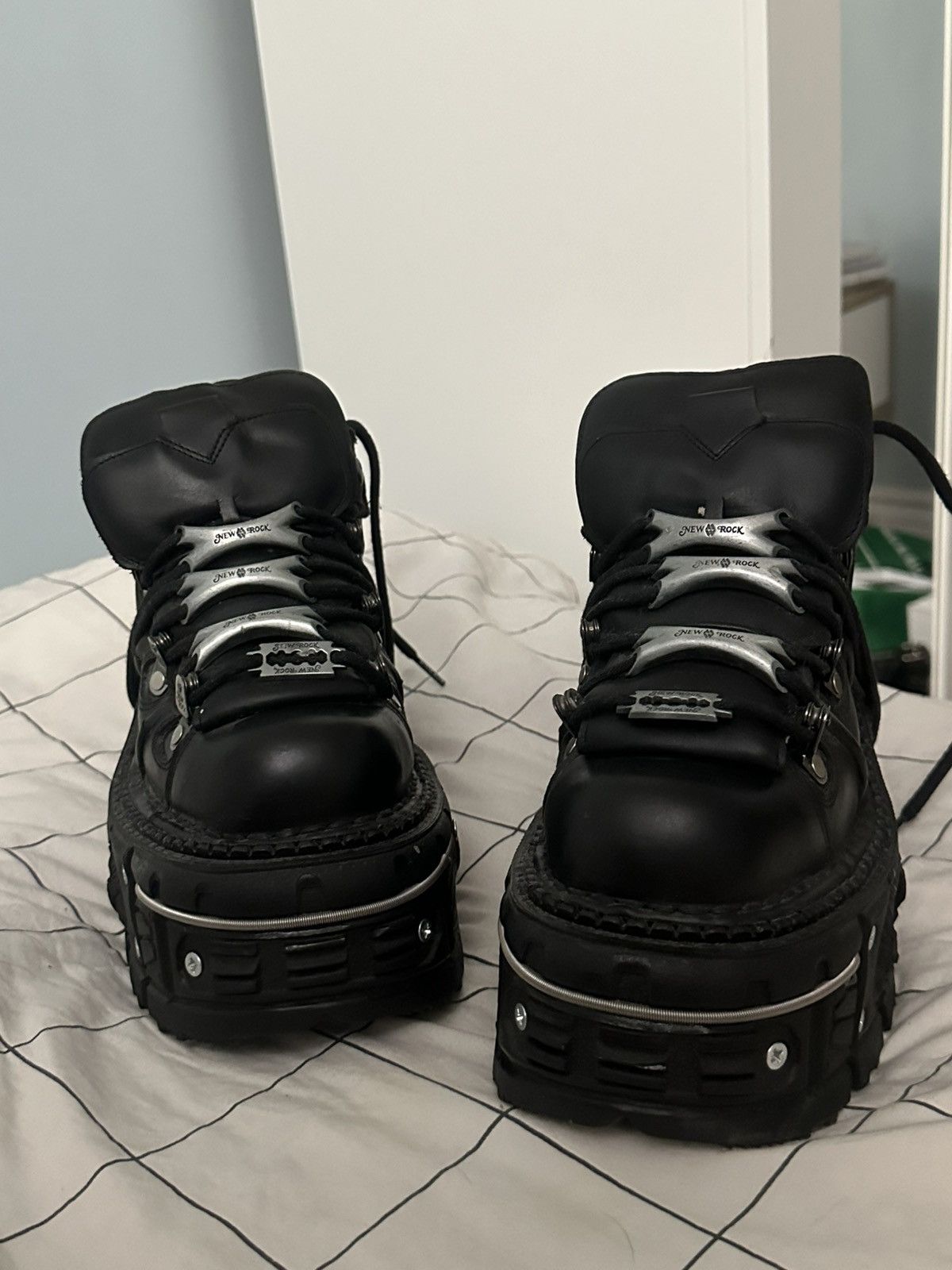 New Rock New Rock Black Platform Gothic Boots Punk Y2K Chunky Sole Size US 9 / IT 39 - 3 Thumbnail