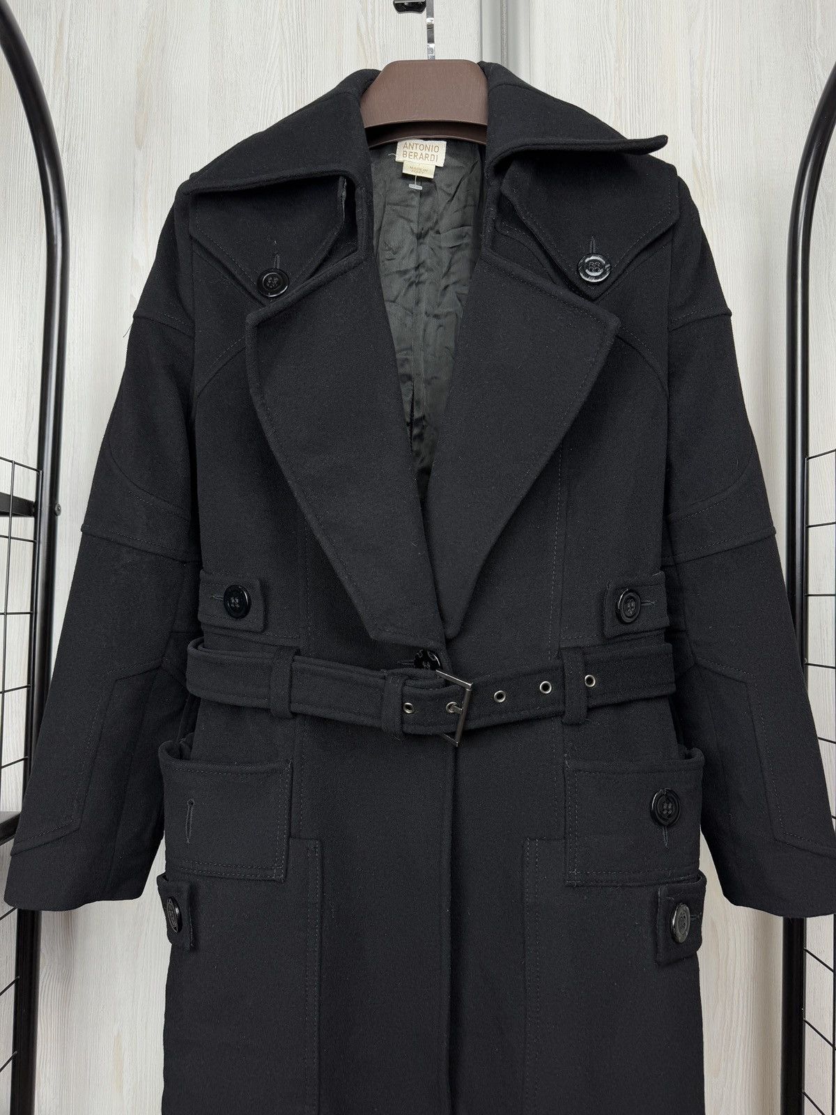 Antonio Berardi Antonio Berardi Virgin Wool Black long asymmetrical coat 40 Size S / US 4 / IT 40 - 4 Thumbnail