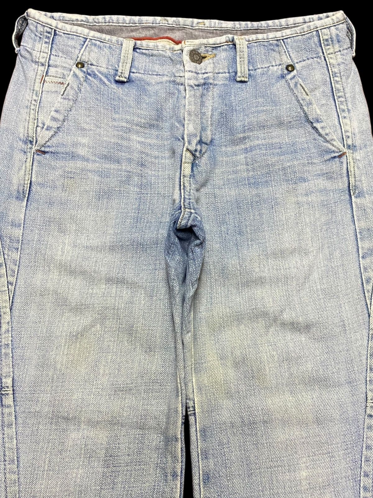 Japanese Brand Vintage Nouvelle Aggressive Woman Faded Flare Jeans Size 28" / US 6 / IT 42 - 3 Thumbnail