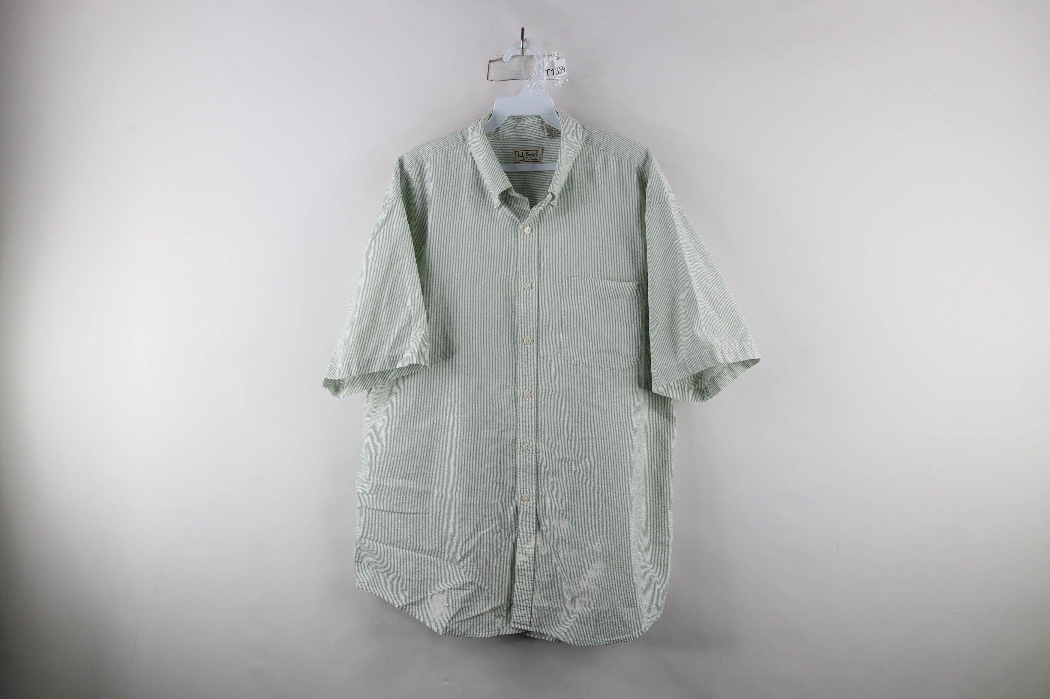 L.L. Bean × Vintage Vintage 90s LL Bean Pinstriped Seersucker Button Shirt Size US L / EU 52-54 / 3 - 1 Thumbnail