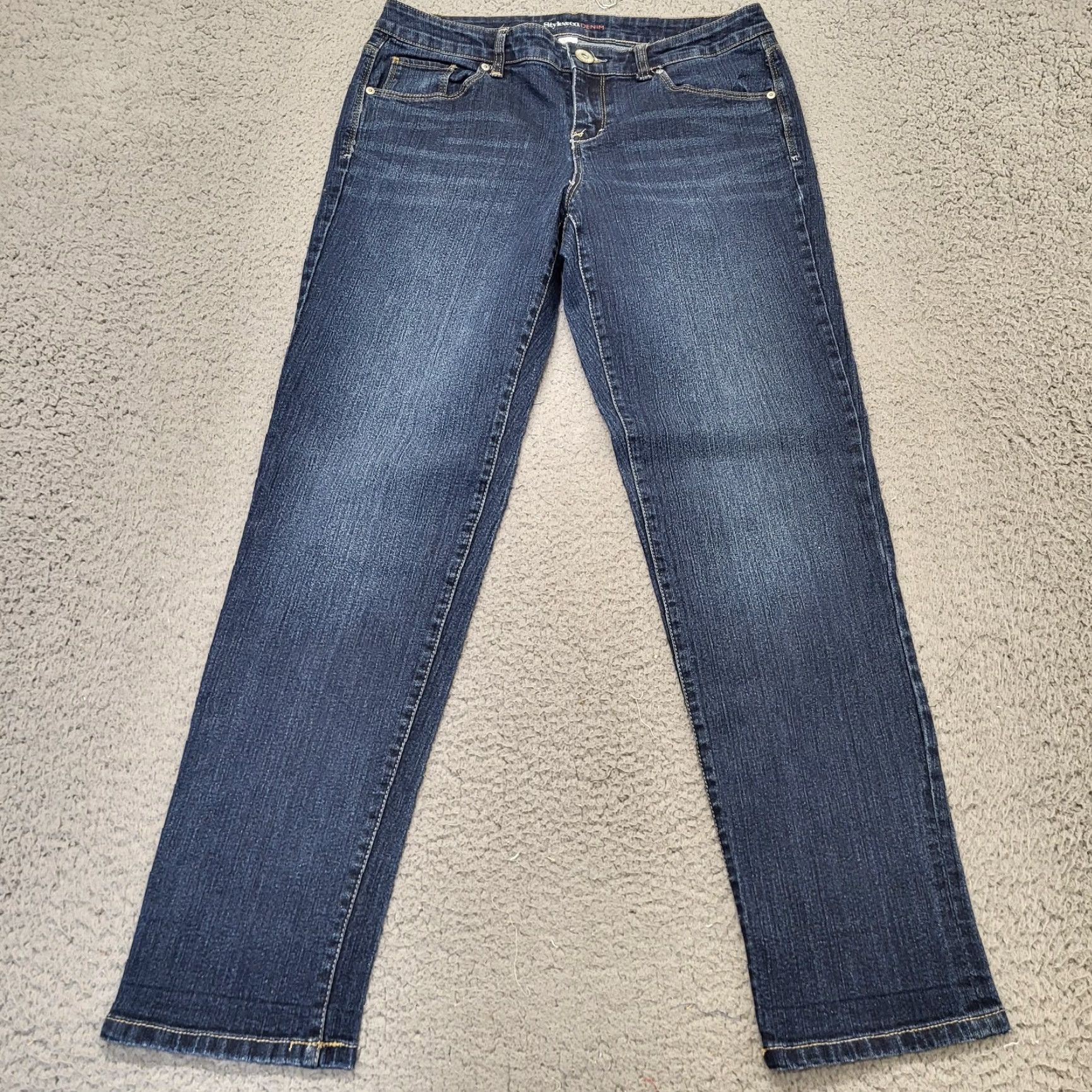 Vintage Style & Co. Jeans Women's Size 6 Blue EX-Boyfriend Curvy Ankle Stretch Whiskered Shirt? Size 28" / US 6 / IT 42 - 7 Thumbnail