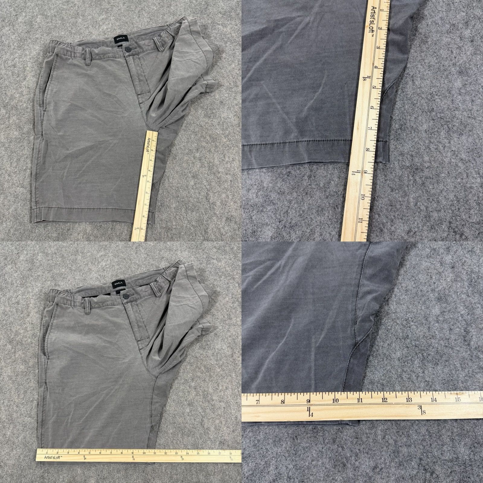 RVCA RVCA Casual Outdoor Chino Shorts Men's 33 Gray Dark 90s City Rock Outdoor Modern USA Regular Mens Shorts Size US 33 - 9 Thumbnail