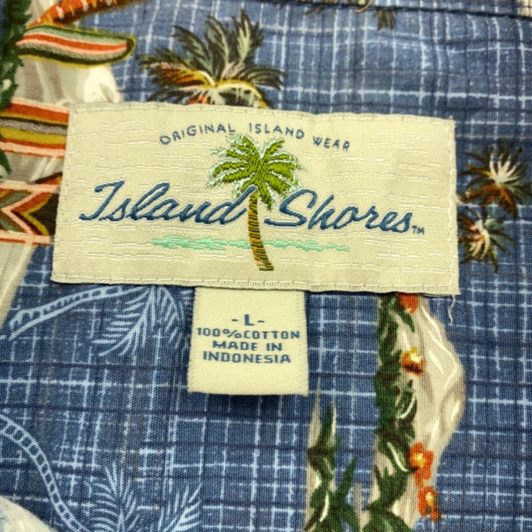 Vintage VINTAGE Island Shores Hawaiian Shirt Button-Up Beach Casual Cotton Blue Large Adult Mens Shirt Regular Fit Short Sleeve Aloha 90s Size US L / EU 52-54 / 3 - 3 Thumbnail