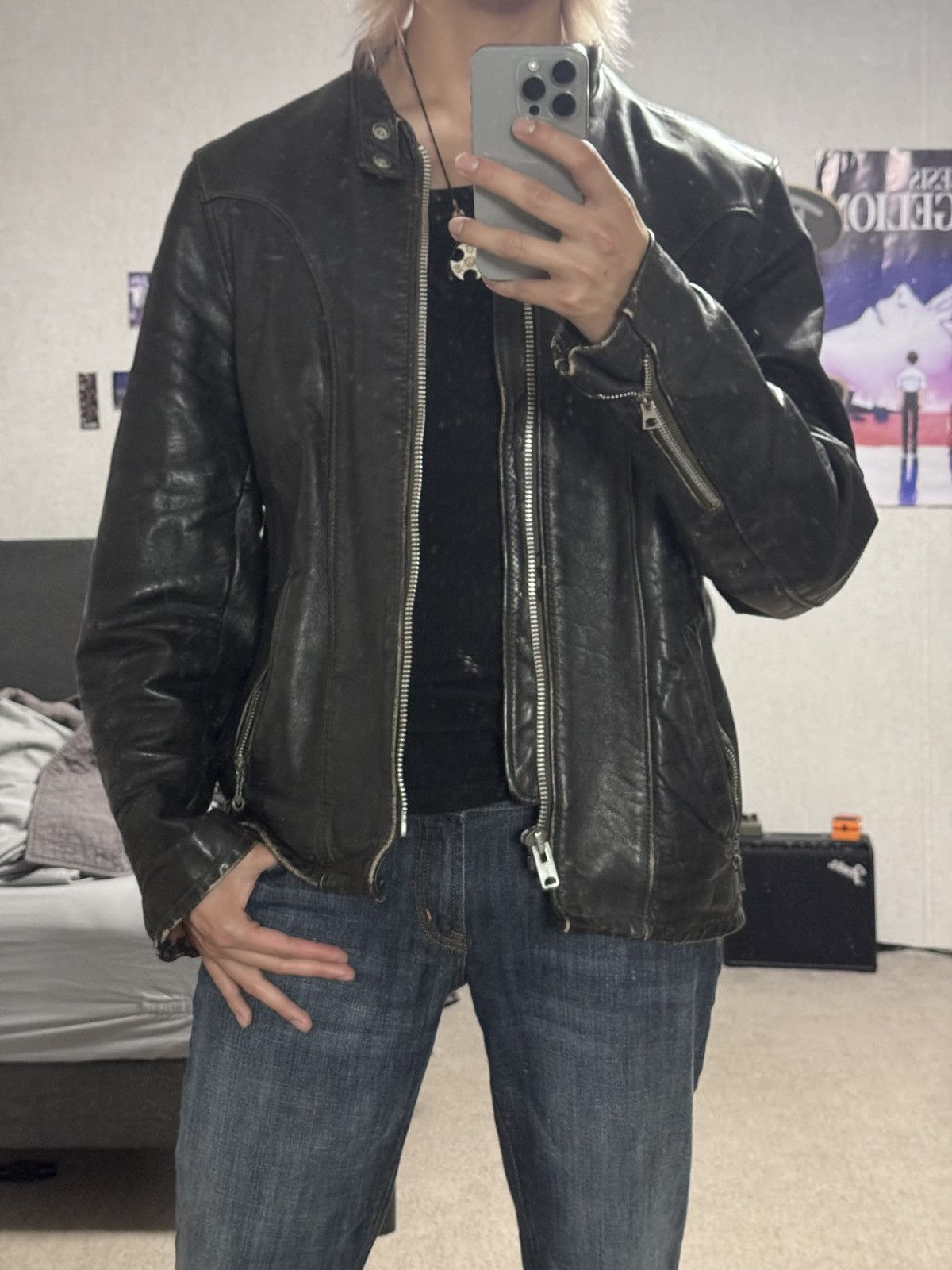 Schott Schott vintage cafe racer black leather jacket Size US S / EU 44-46 / 1 - 4 Thumbnail