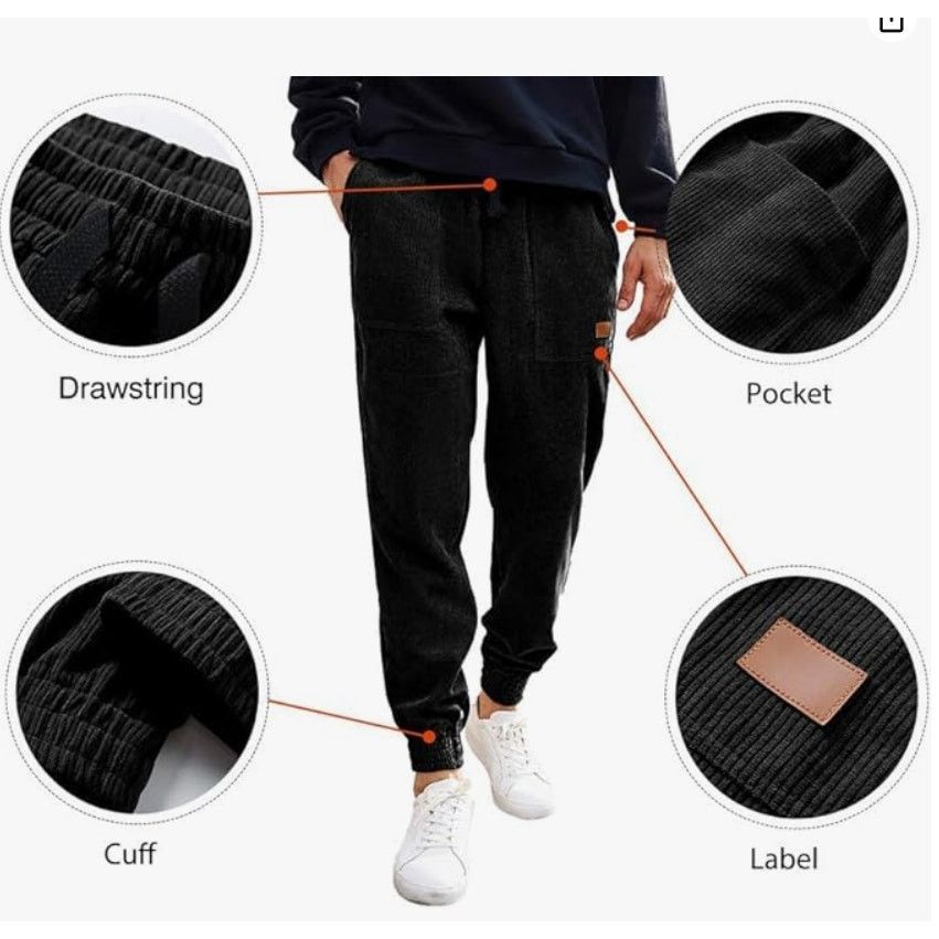 The Unbranded Brand Mens Corduroy Joggers Drawstring Waist with Pockets size XL Size US 38 / EU 54 - 4 Thumbnail