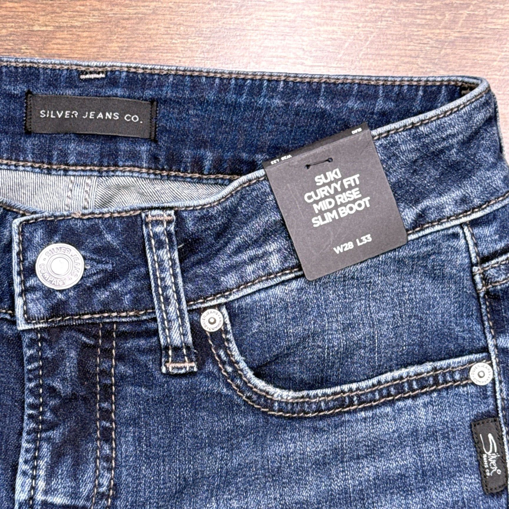 Silver Jeans Co. Silver Suki Slim Boot Jeans Womens 28x33 Low Rise Stretch New Size 28" / US 6 / IT 42 - 4 Thumbnail