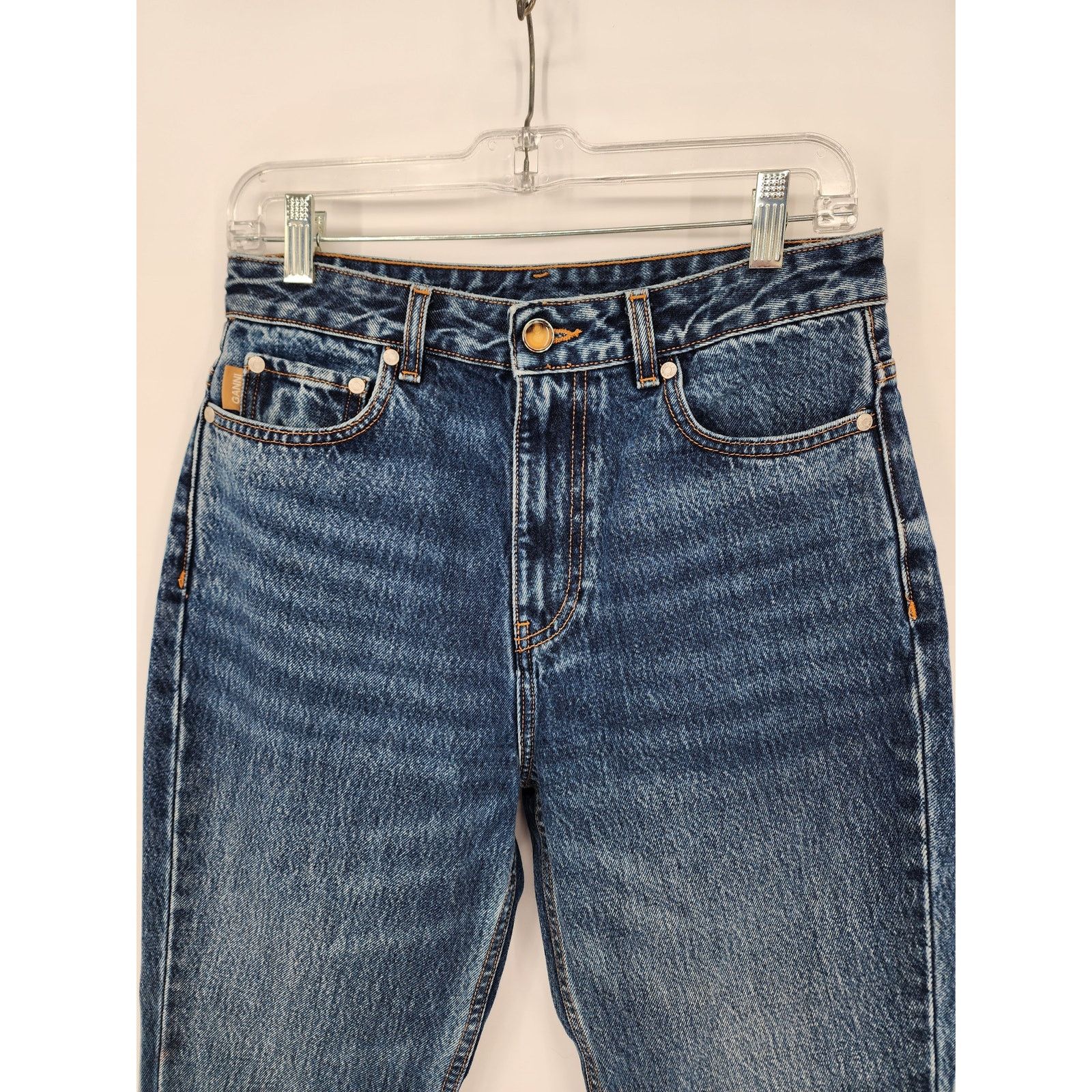 Ganni Ganni Dark Indigo Heavy Denim Straight Leg Jeans Size 28 Size 28" / US 6 / IT 42 - 4 Thumbnail