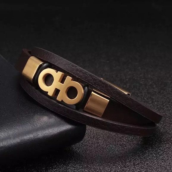 Other Unisex Leather Stainless Steel Pendant Bracelet (BG) Size ONE SIZE - 2 Thumbnail