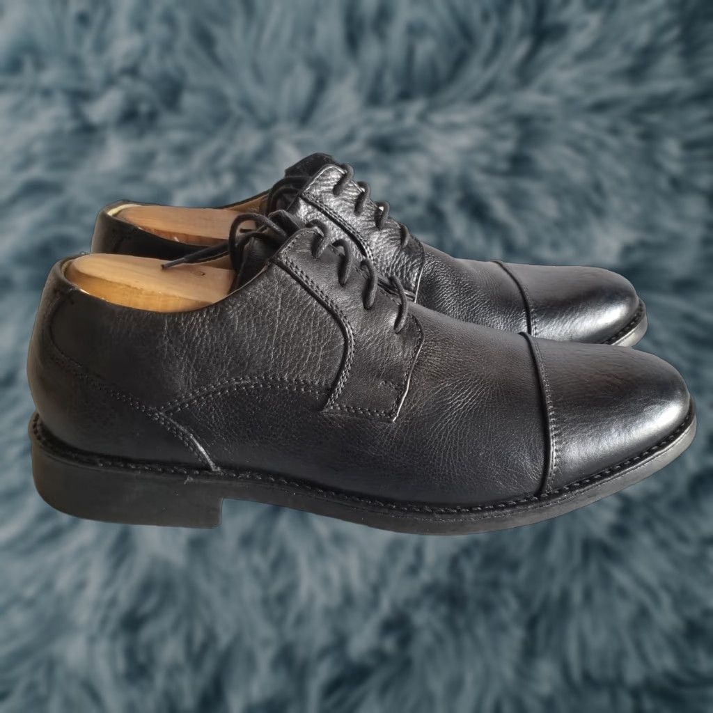 Vintage Belvedere Duke Dress Shoes Mens 9.5 D Oxford Black Leather Cap Toe Lace Up Size ONE SIZE - 1 Thumbnail