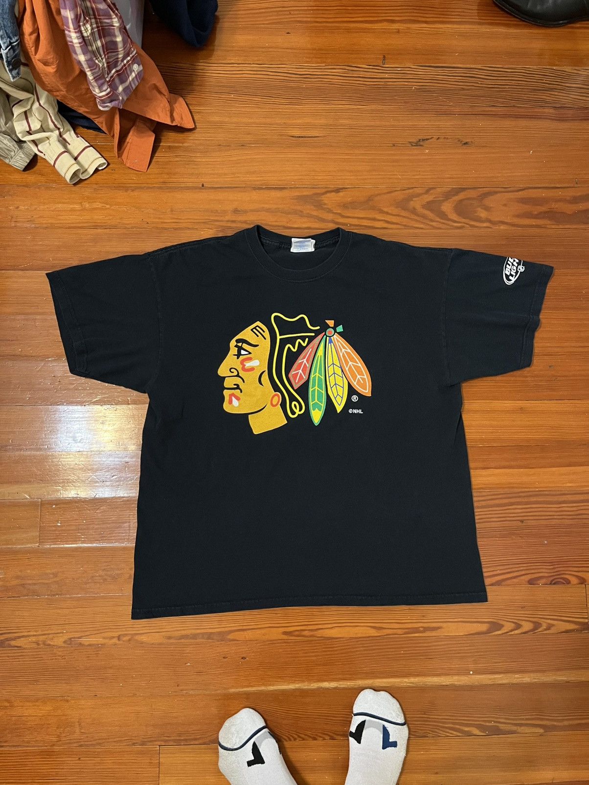 Reebok Vintage Reebok Blackhawks Shirt Size US XL / EU 56 / 4 - 2 Thumbnail