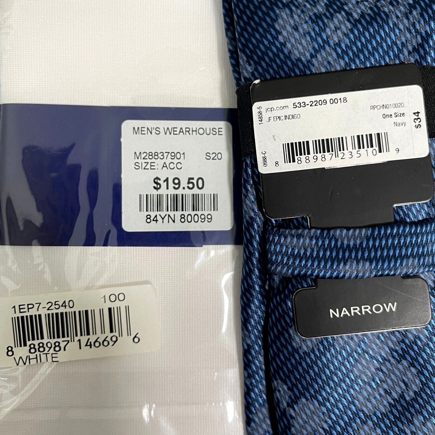 J Ferrar Set J Ferrar Narrow Indigo Floral Tie White Pocket Square Size ONE SIZE - 2 Thumbnail