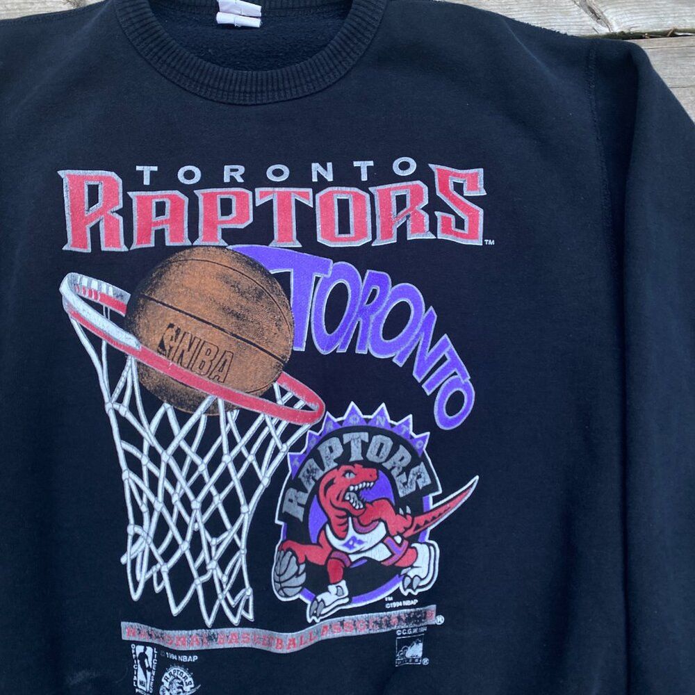 NBA × Vintage Vintage 1994 Waves NBA Toronto Raptors Sweatshirt Hoodie Sw Size US M / EU 48-50 / 2 - 7 Thumbnail