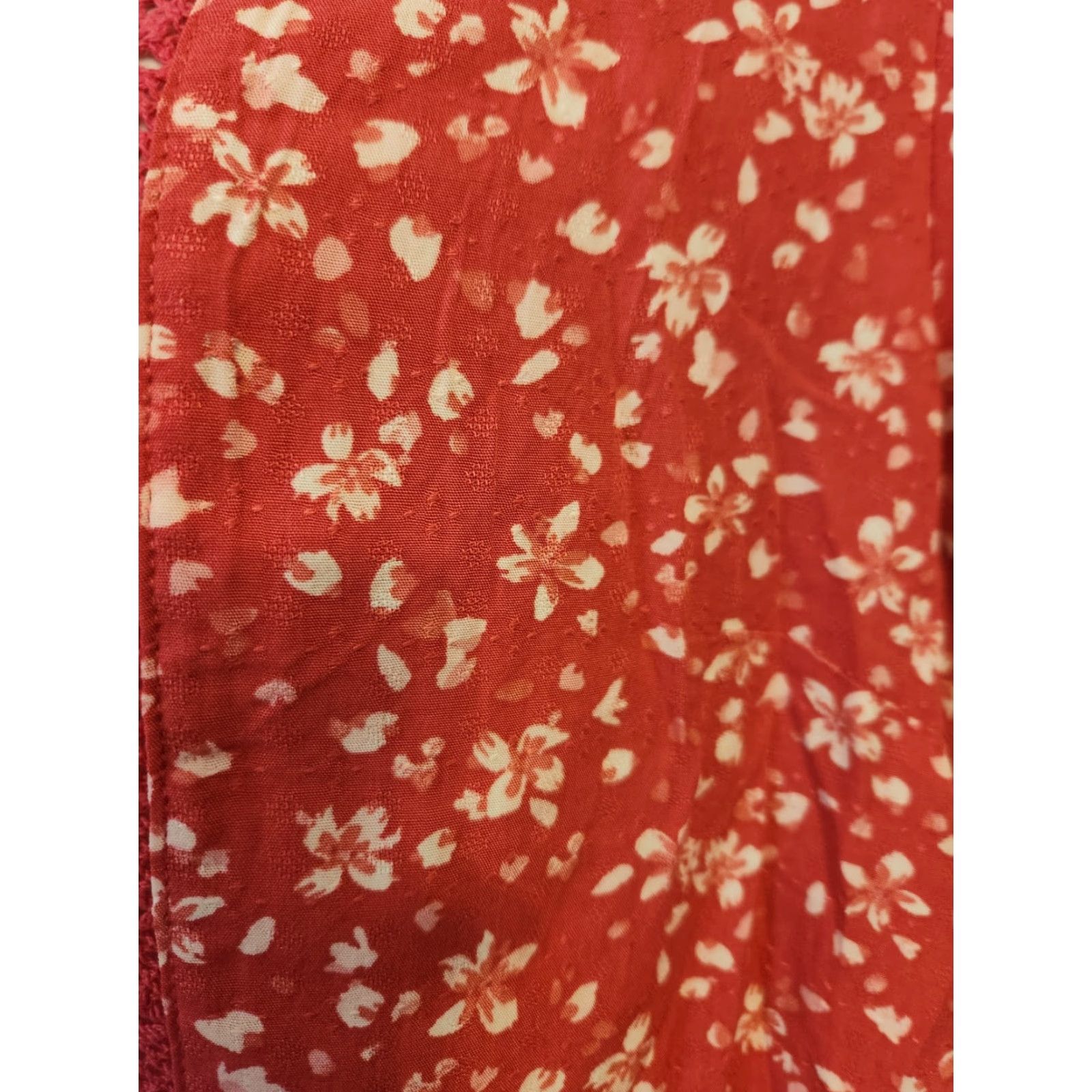 Vintage Falls Creek Dark Pink Floral Lace Swing Top 1X Blouse Womens Hippie Boho Lace Rayon Short Sleeve Round Neck NWT Size XL / US 12-14 / IT 48-50 - 3 Thumbnail