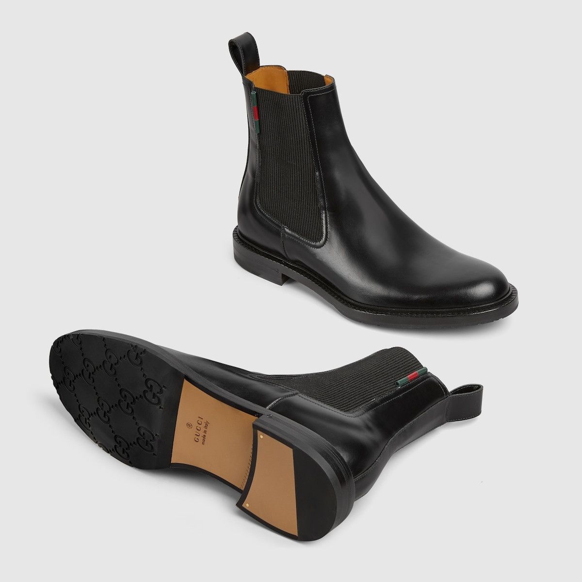 Gucci o1s1wg111025 Ankle Boots With Leather Web in Black Size US 11.5 / EU 44-45 - 6 Thumbnail