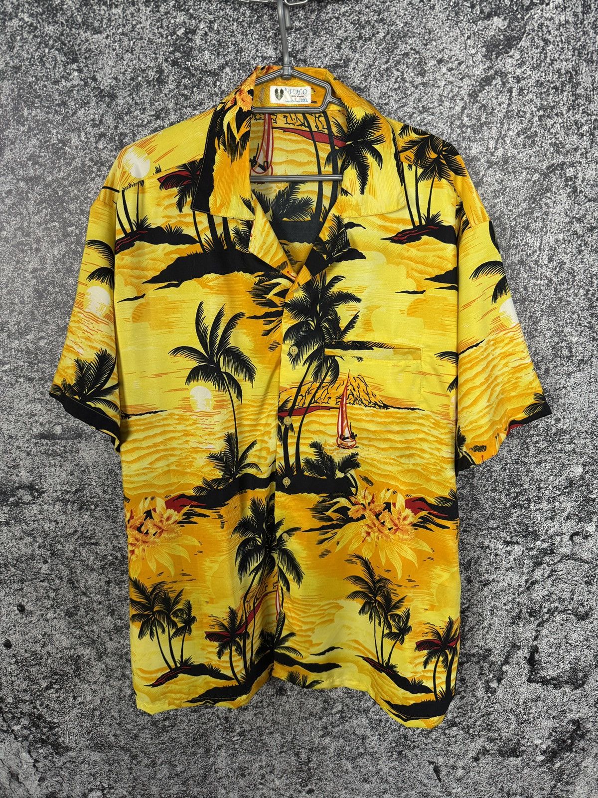 Vintage Hawaiian Shirt Tropical Sunset Palm Tree Aloha Camp Collar Size US XXL / EU 58 / 5 - 1 Thumbnail