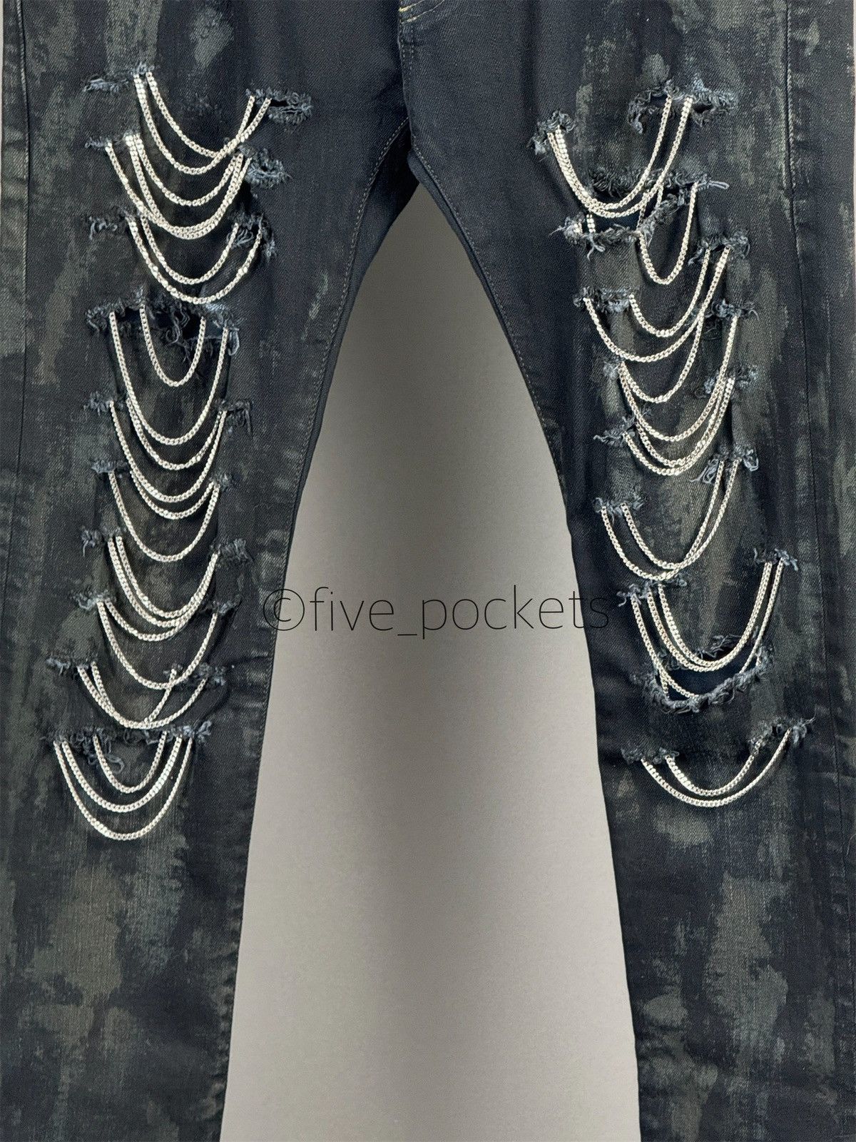 Saint Laurent Paris F/W 2013 Saint Laurent Distressed Chain Denim Jeans Size US 32 / EU 48 - 3 Thumbnail