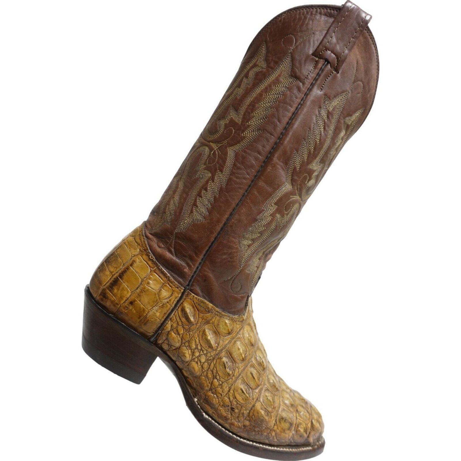 Larry Mahan Texas LARRY MAHAN Cowboy Boots Genuine Crocodile Brown 7.5 D 13 Grailed