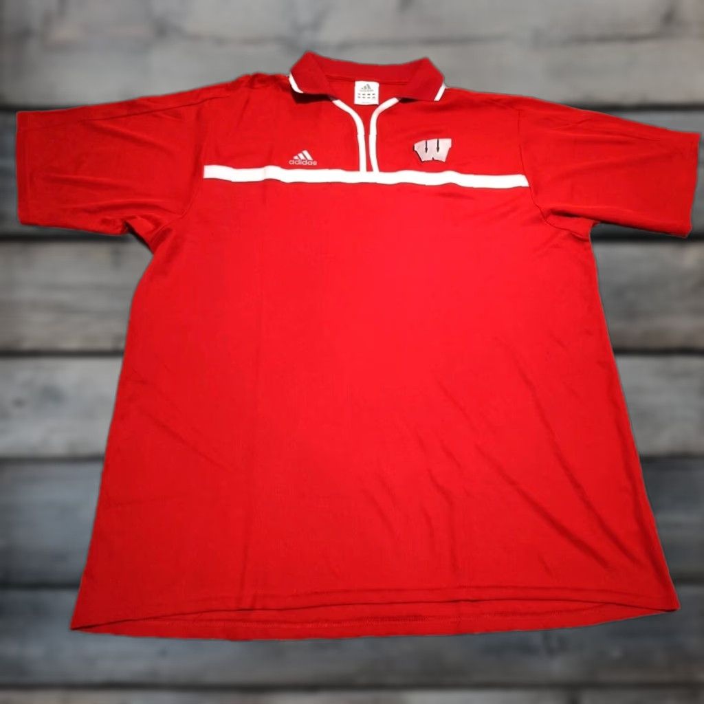Adidas Vtg Adidas Climalite Wisconsin Badgers Soccer Shirt Made In USA 2XL Red White Size US XXL / EU 58 / 5 - 1 Thumbnail