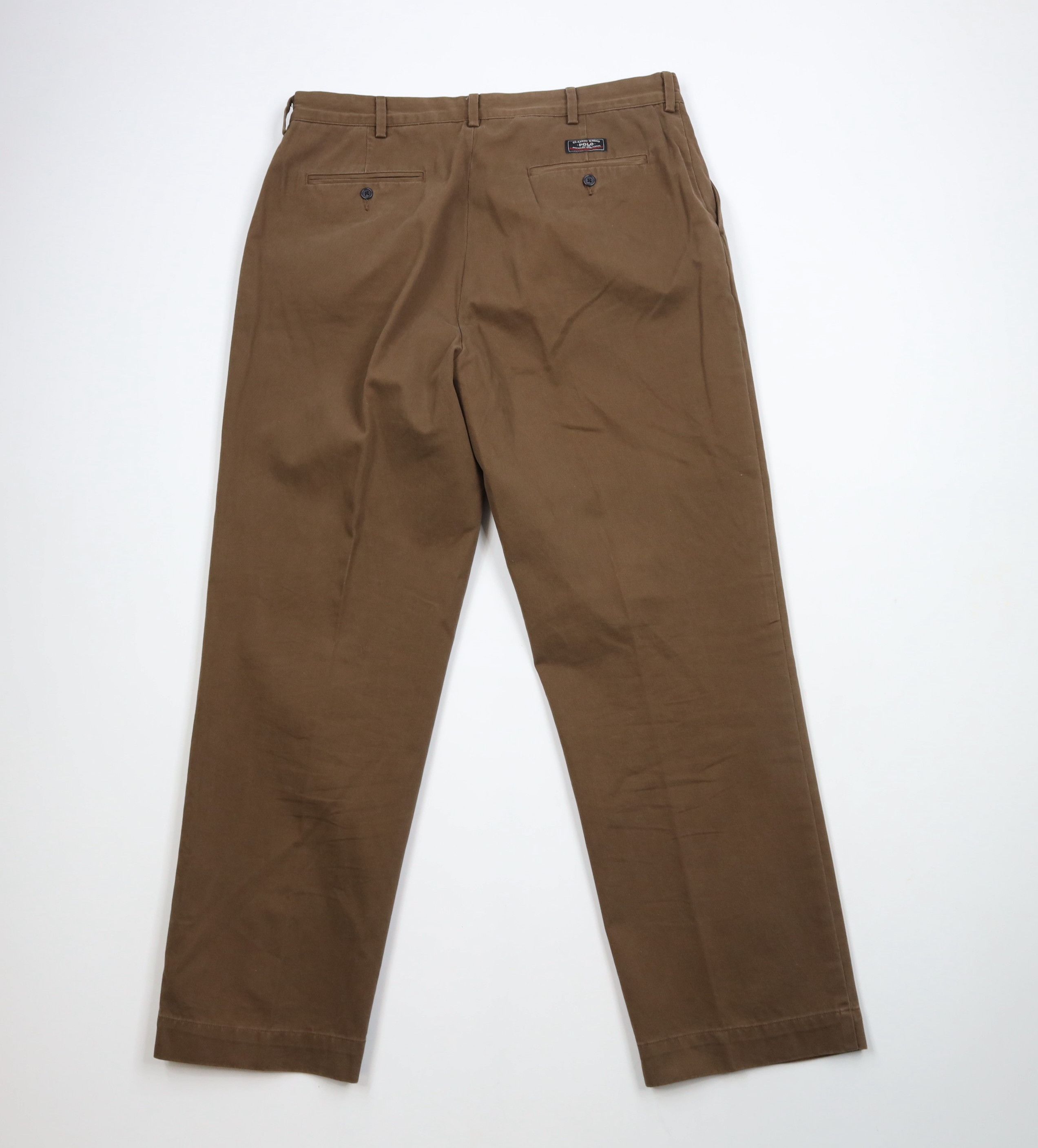 Ralph Lauren × Vintage Vintage 90s Ralph Lauren Wide Leg Chino Pants Brown Cotton Size US 36 / EU 52 - 11 Thumbnail