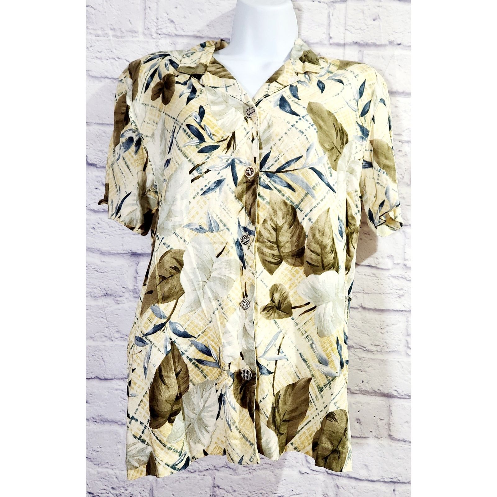 Other Vintage Teddi Cream Green Blue Yellow Floral Button Medium Size M / US 6-8 / IT 42-44 - 1 Thumbnail