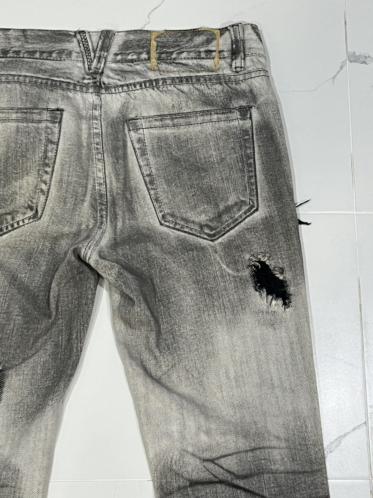 Japanese Brand FLARE💥Japan Brand Ripped Smoke Grey Flared Denim Jeans Size US 32 / EU 48 - 12 Thumbnail
