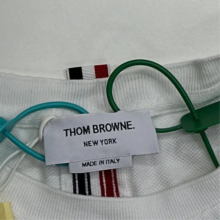 Thom Browne Thom Browne White Striped Cotton Short Sleeve T-Shirt -2507 Size US M / EU 48-50 / 2 - 2 Thumbnail