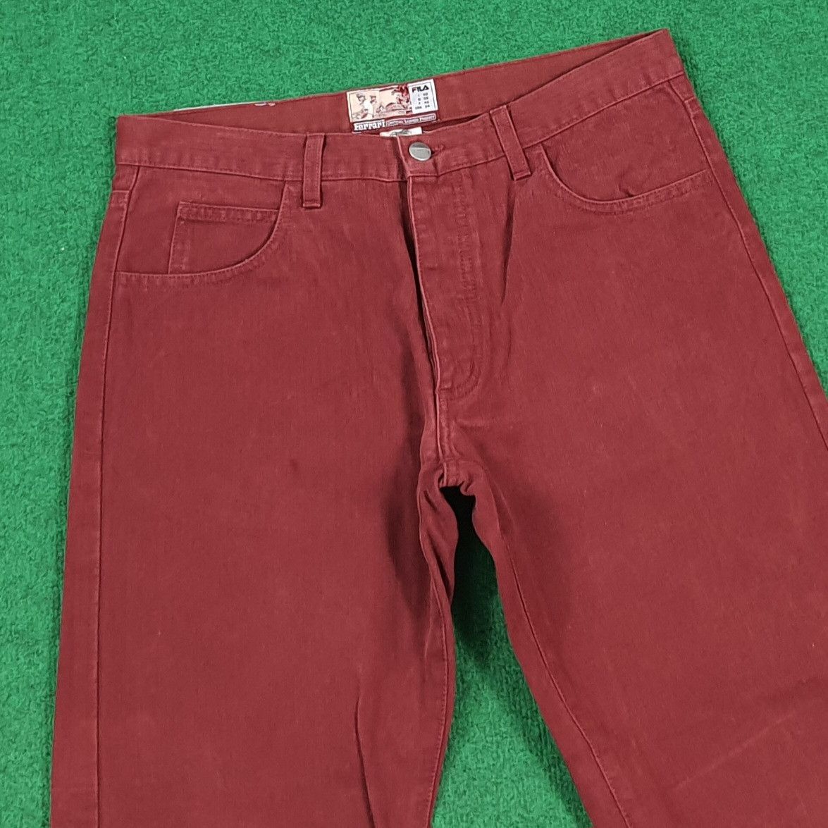 Ferrari Vintage Rare FERRARI x FILA Red Denim Pants Italy C297N8 Size US 31 - 5 Thumbnail