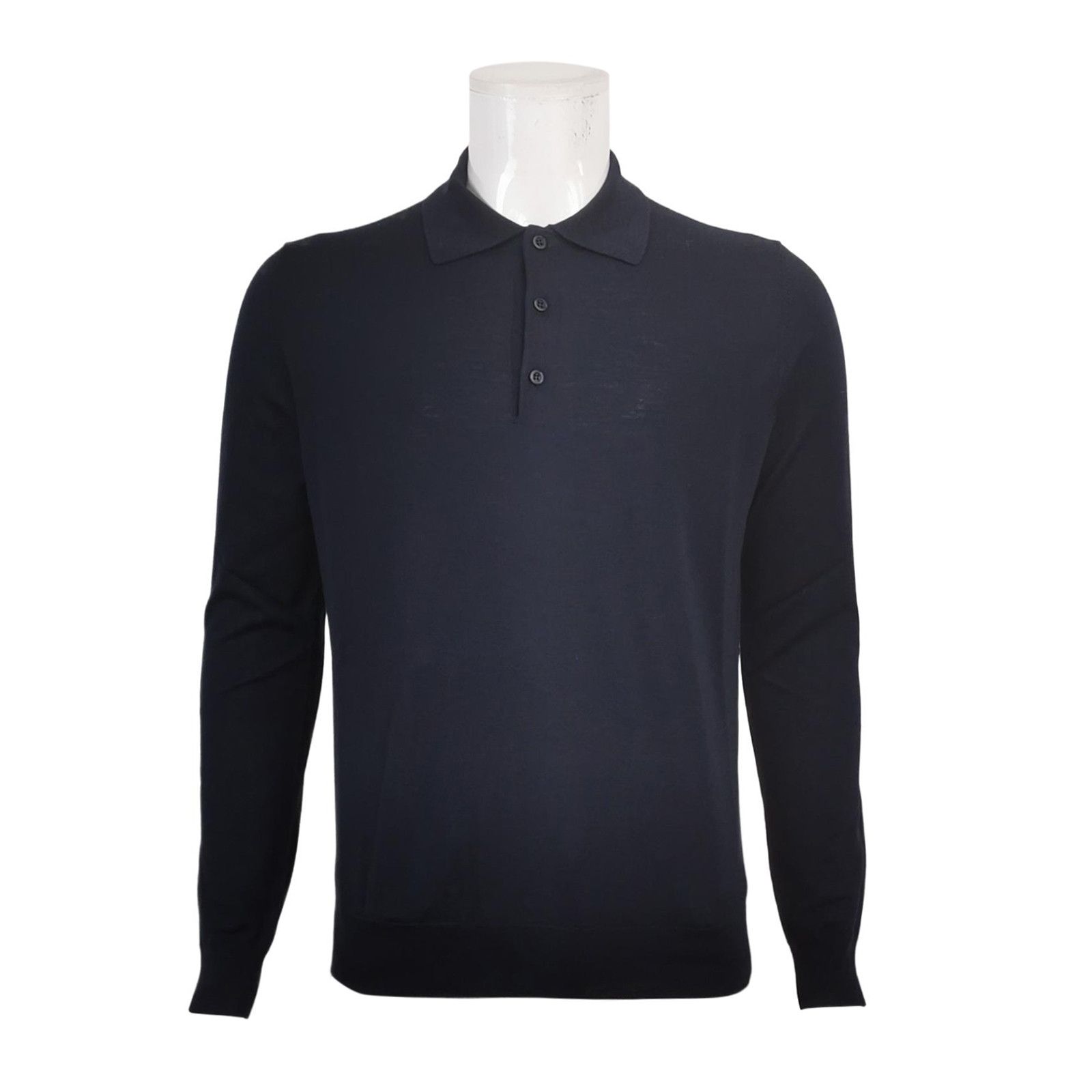 Prada Prada Wool Solid Long-Sleeve Polo Shirt Size US L / EU 52-54 / 3 - 1 Thumbnail