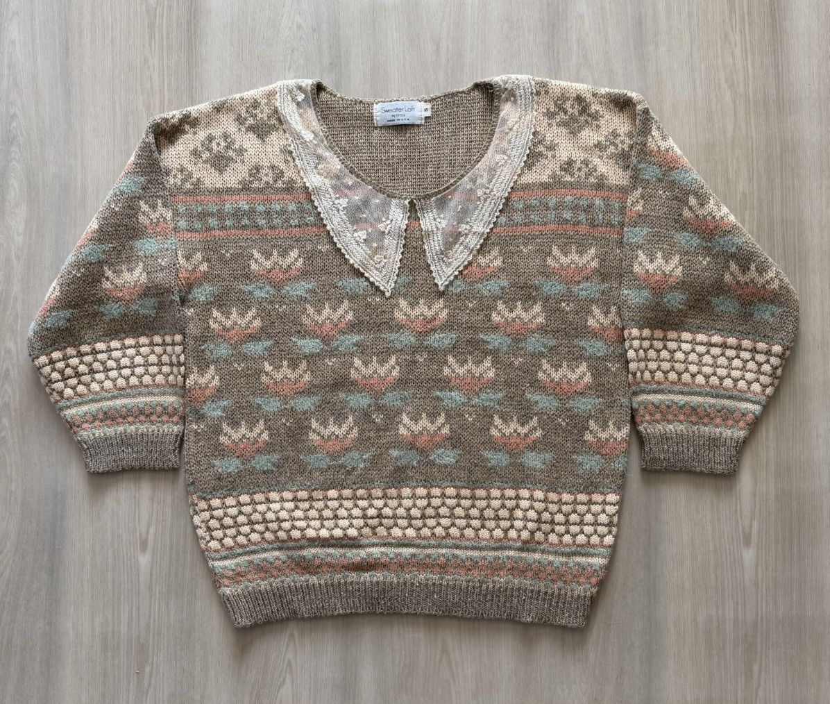 Vintage Vintage Sweater Loft Knit Sweater Collar Cottage Floral Sz S Size S / US 4 / IT 40 - 1 Thumbnail