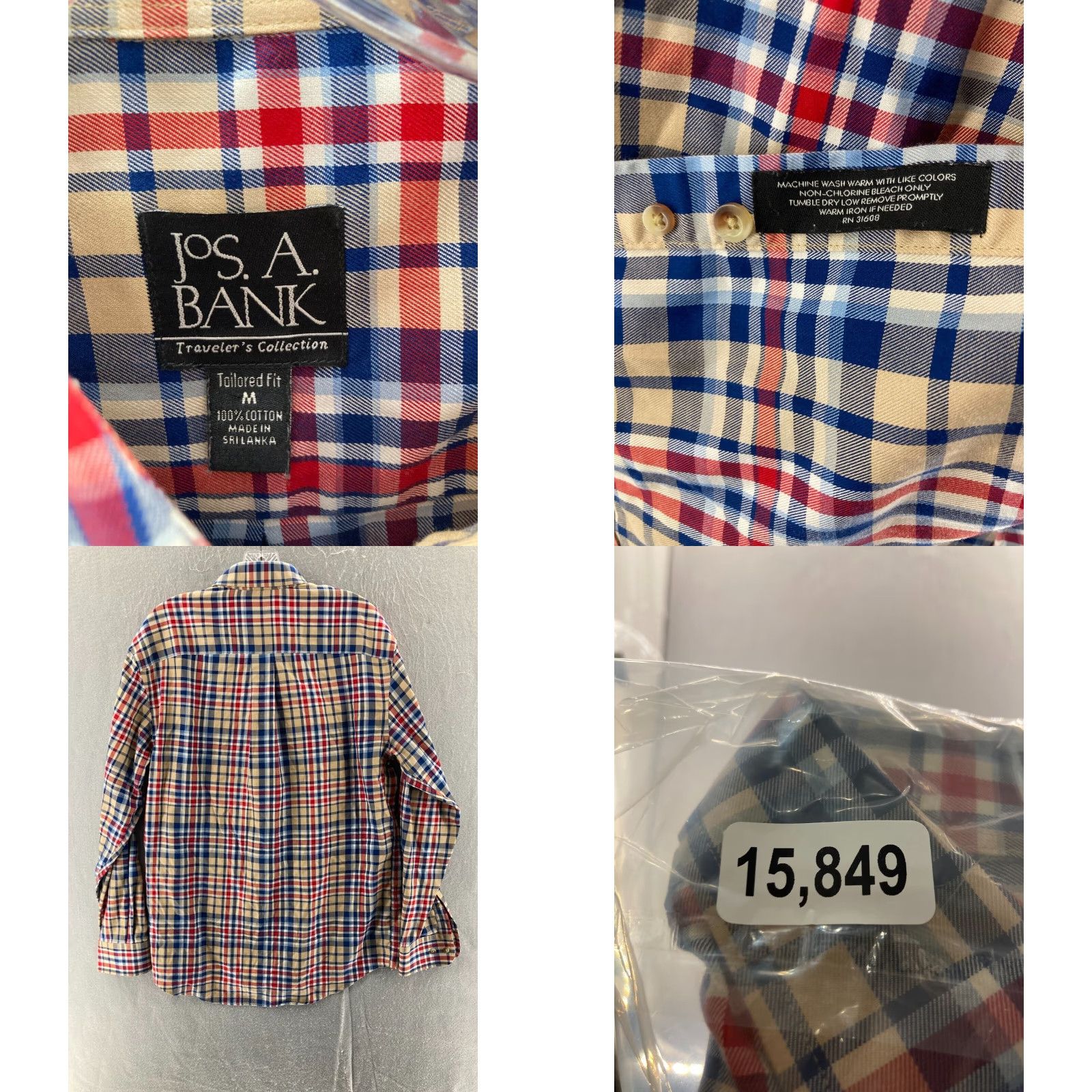Jos. A. Bank Jos A Bank Shirt Mens Medium Tailored Fit Traveler Stripes Red Blue Size US M / EU 48-50 / 2 - 8 Thumbnail