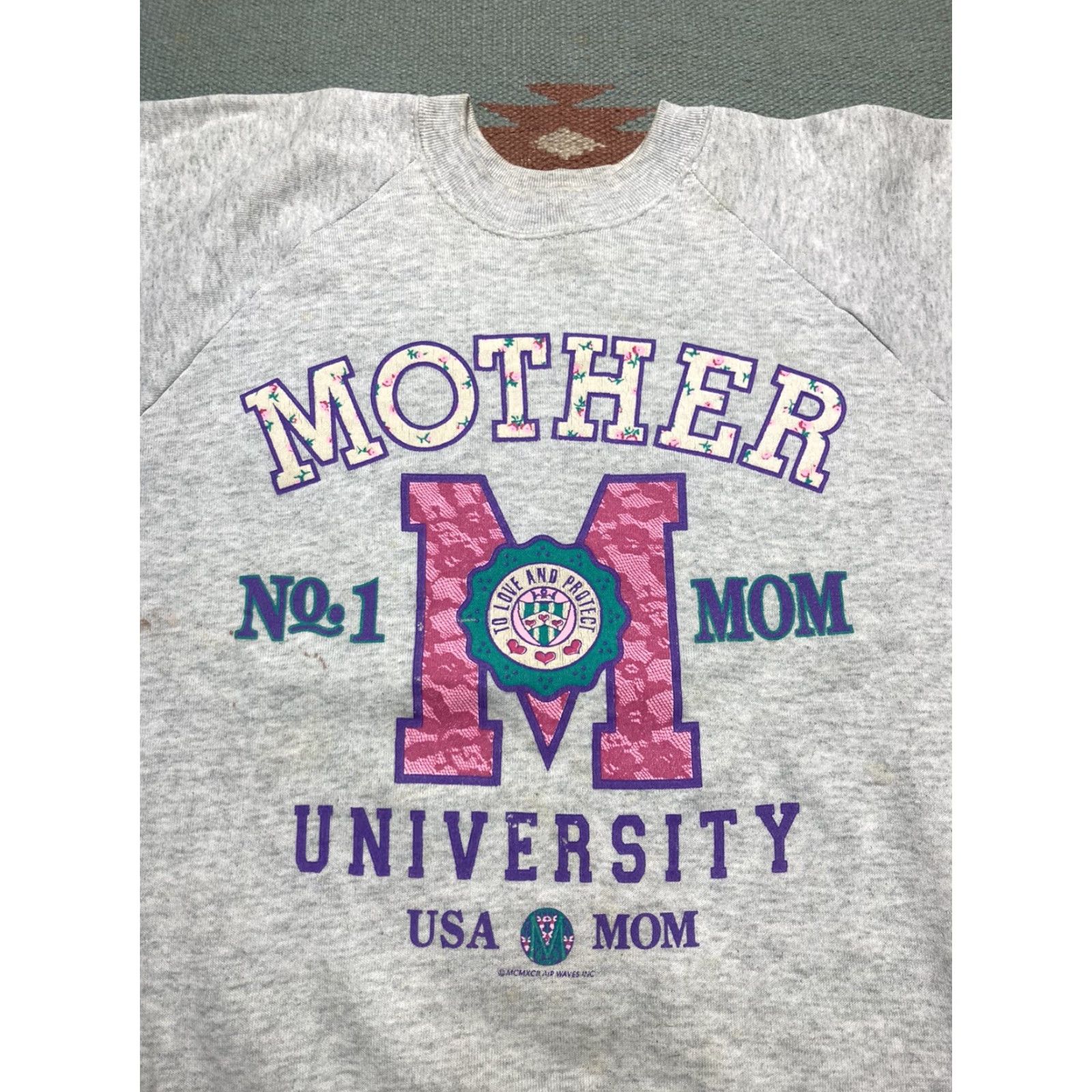 MOTHER VINTAGE 80s crewneck sweatshirt Mom university college mother flower FOTL XL Sweatshirt Men Gray Pullover Size US XL / EU 56 / 4 - 2 Thumbnail