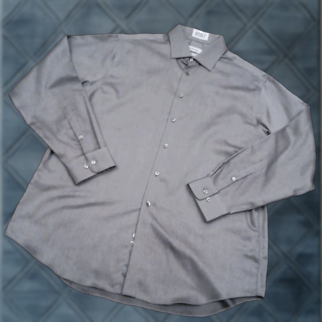 Calvin Klein Calvin Klein Shirt Men Size 17 Gray Classic Fit Long Sleeve Button Up Size US XL / EU 56 / 4 - 1 Thumbnail