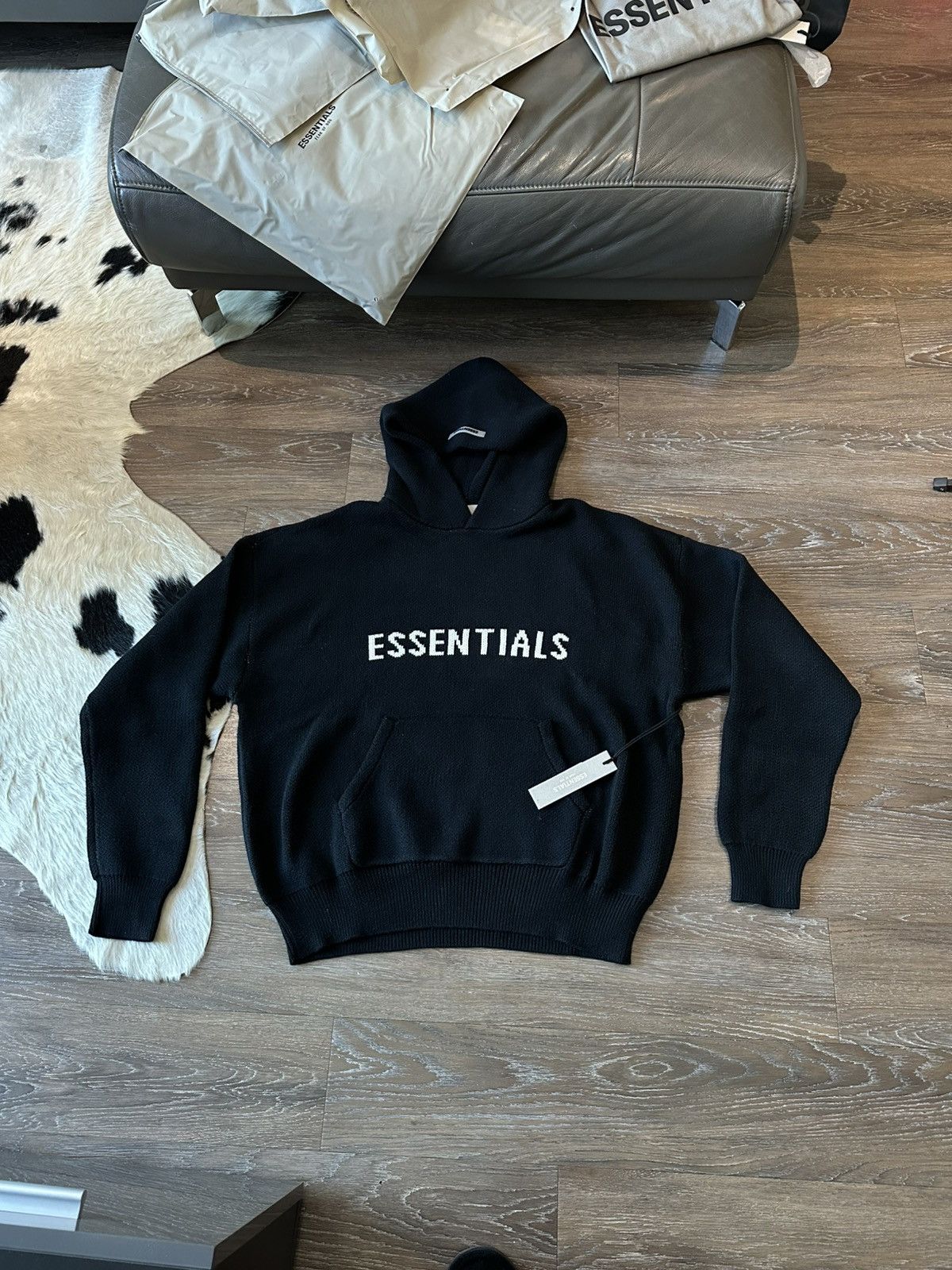 FOG Essentials knit pullover hoodie black