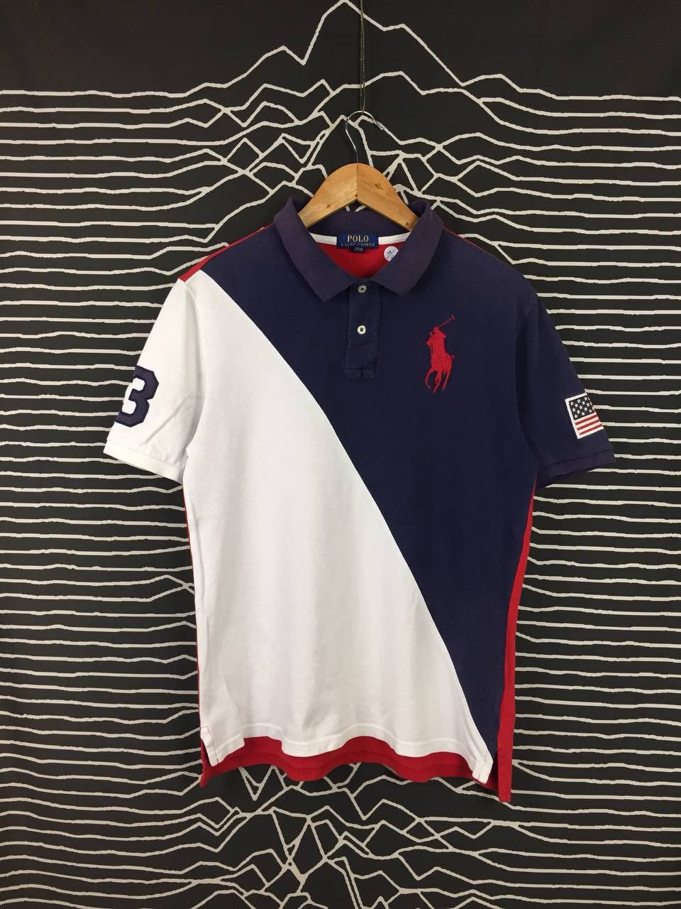 Polo Ralph Lauren Vtg Polo Ralph Lauren Big Pony USA Flag Polo Tee Size US M / EU 48-50 / 2 - 2 Thumbnail
